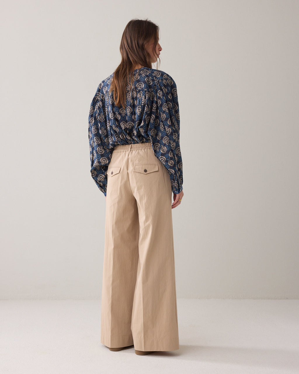 Wijde broek katoenblend