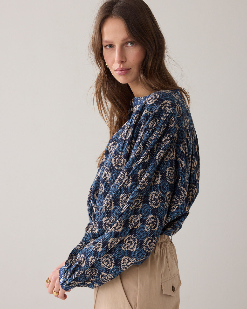 Wijde broek katoenblend