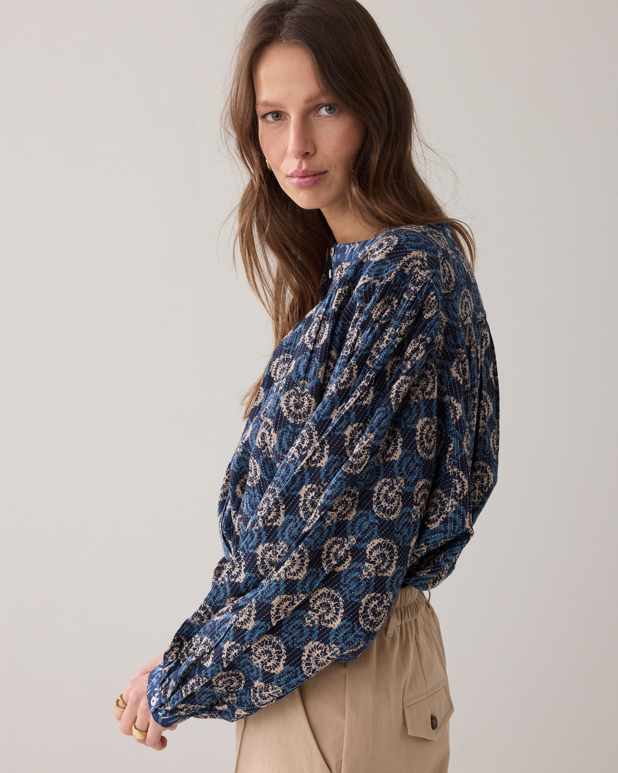Wijde broek katoenblend