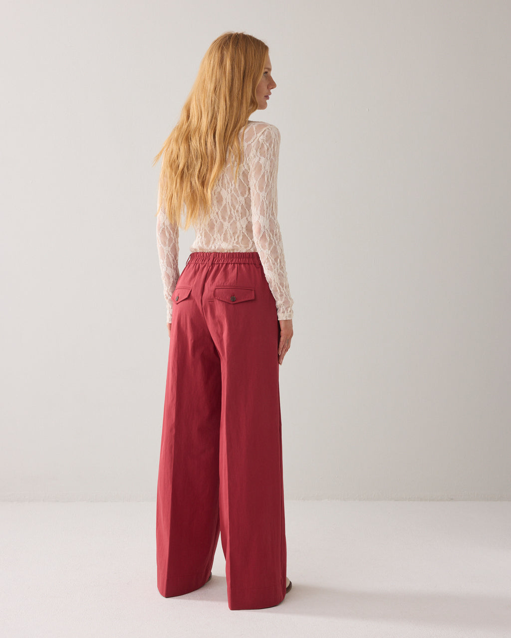 Wijde broek katoenblend