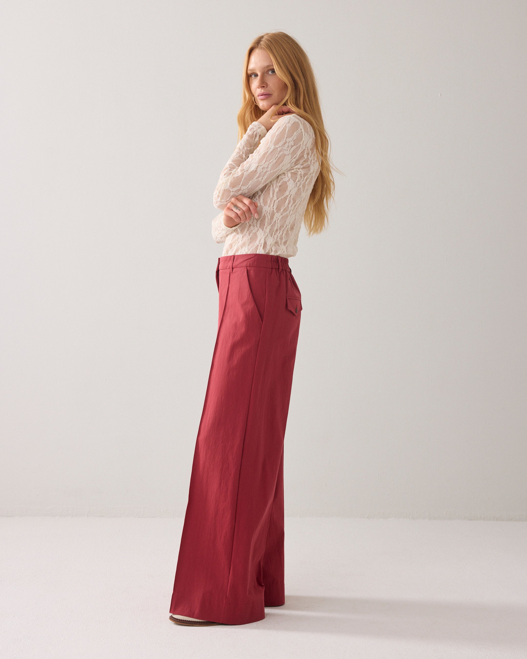Wijde broek katoenblend