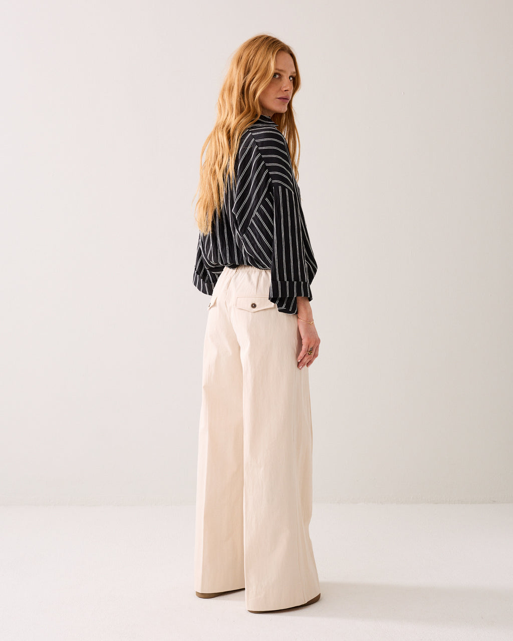 Wijde broek katoenblend