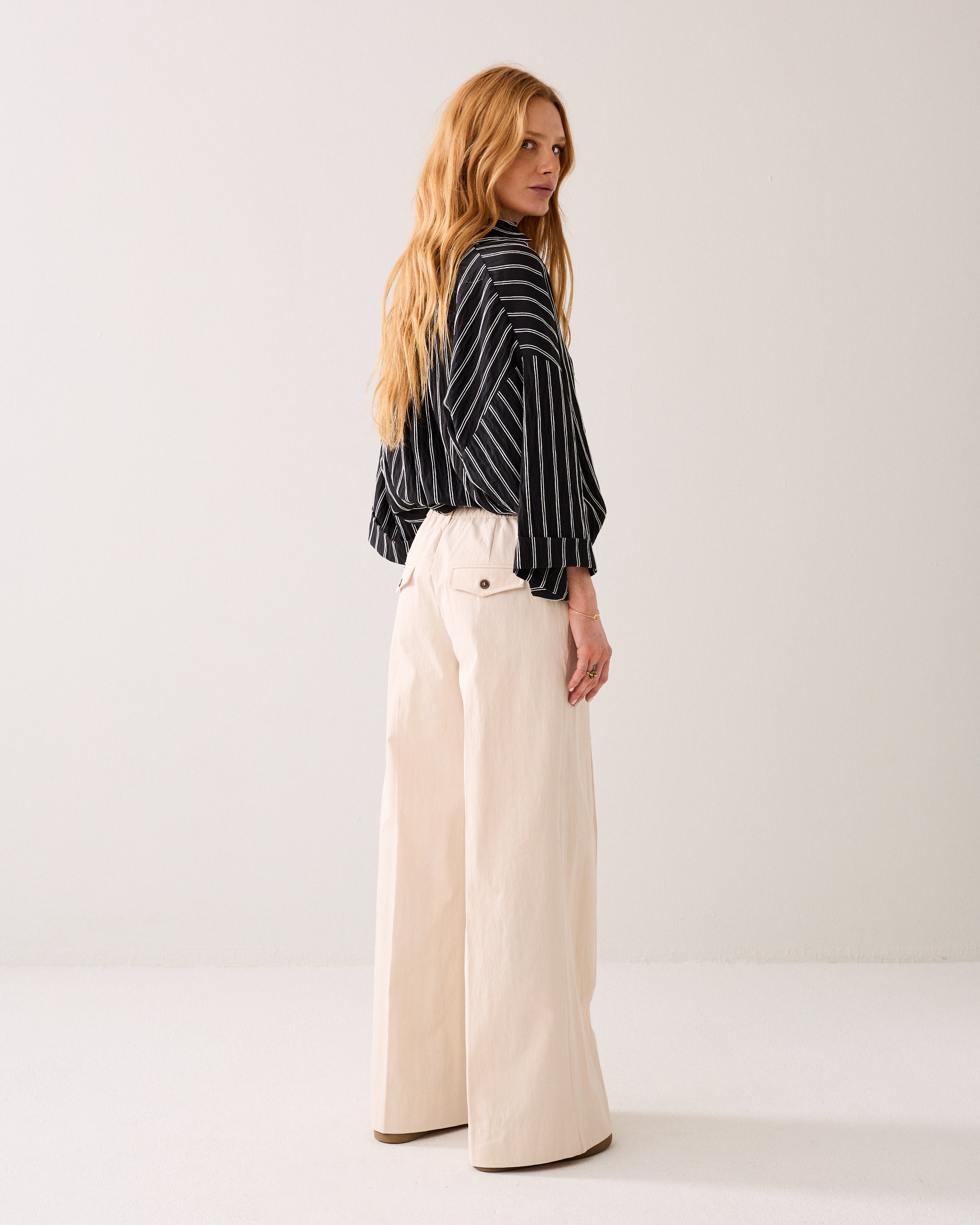 Wijde broek katoenblend