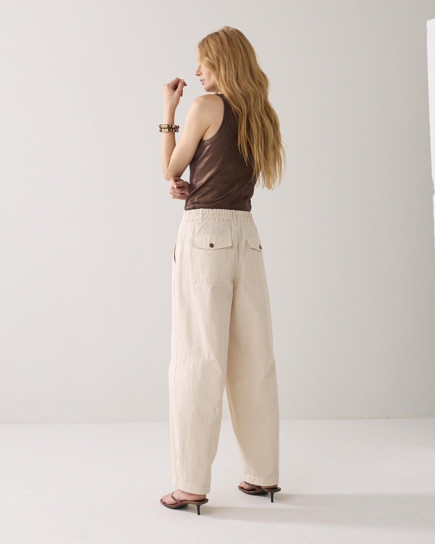 Cocoon-fit cotton-blend trousers