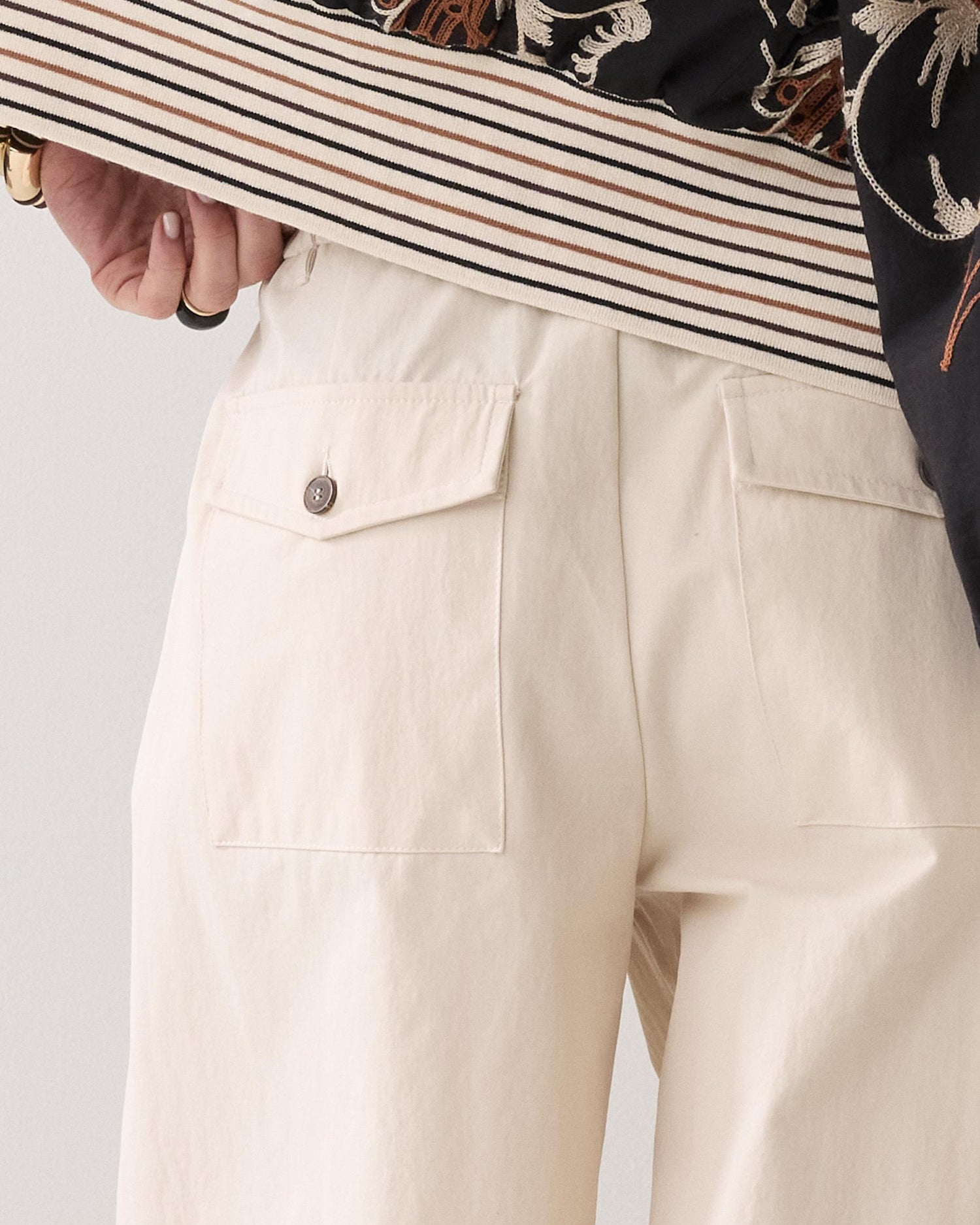 Cocoon-fit cotton-blend trousers