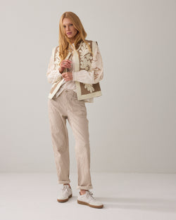 Gestreepte broek tapered fit
