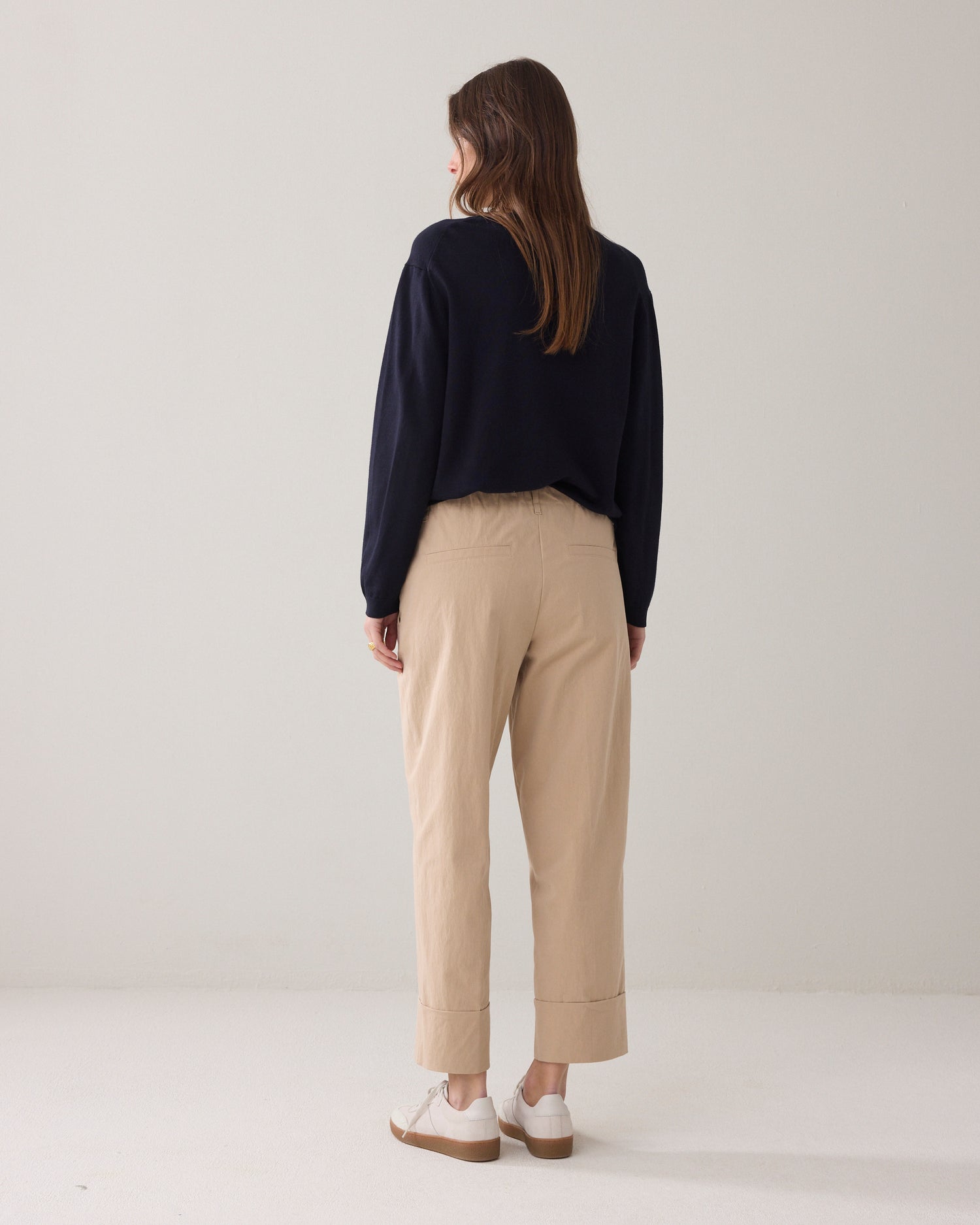 Shiny straight-leg trousers