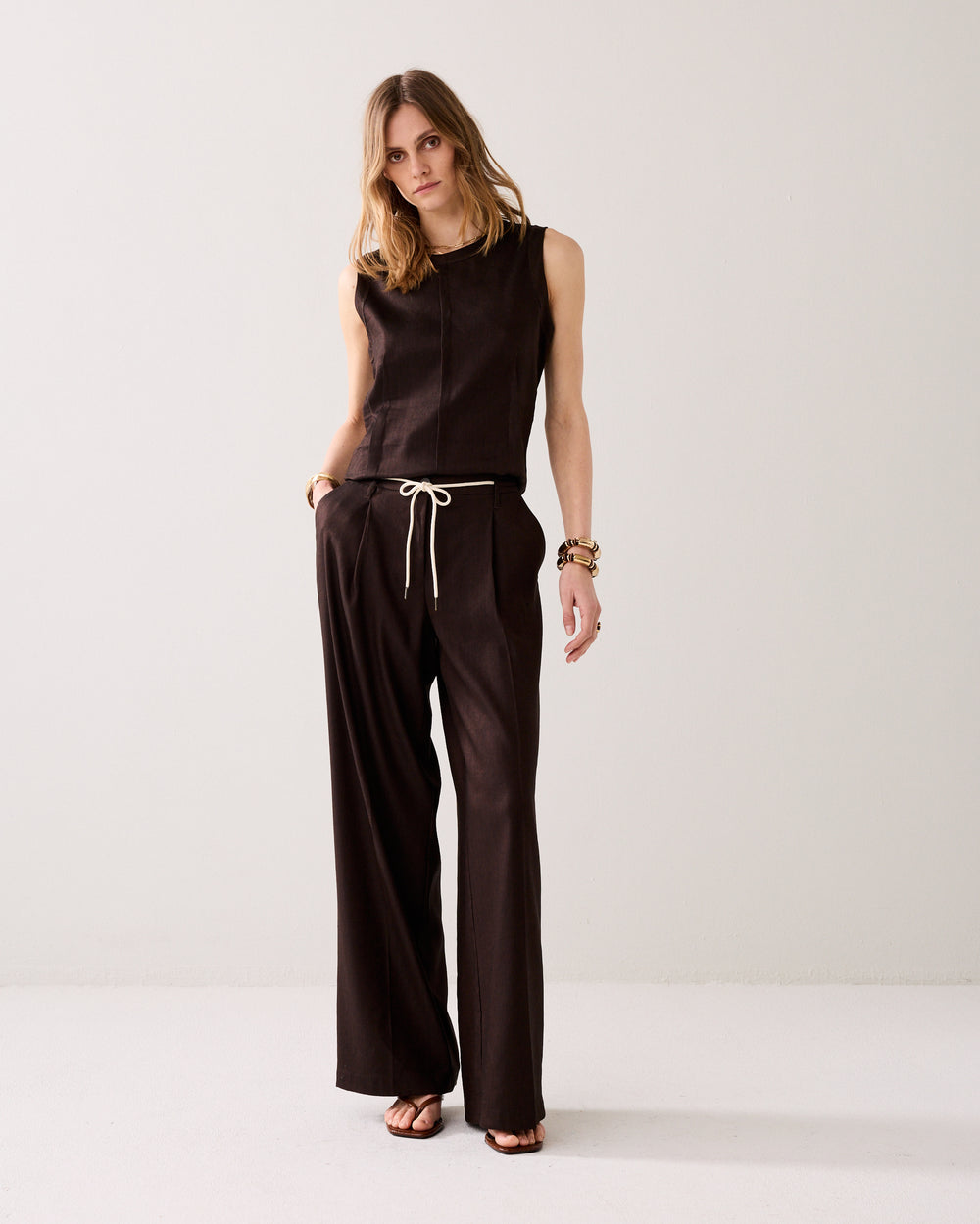 Rechte broek linnenblend