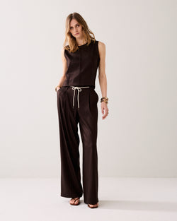 Rechte broek linnenblend