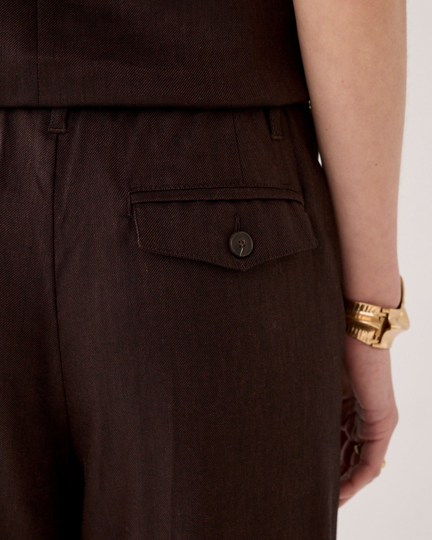 Pantalon droit en lin mélangé