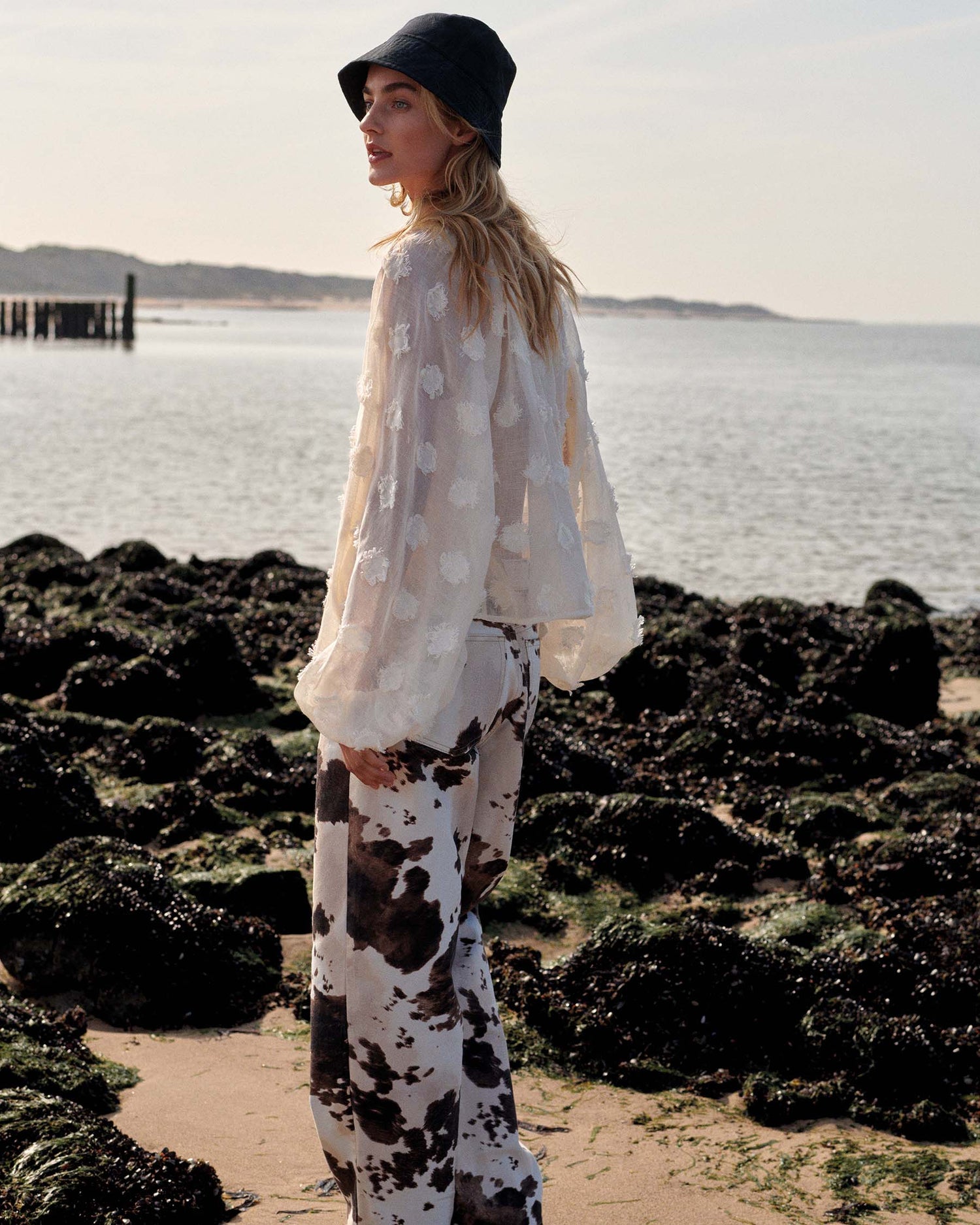 Baggy rechte broek cowprint