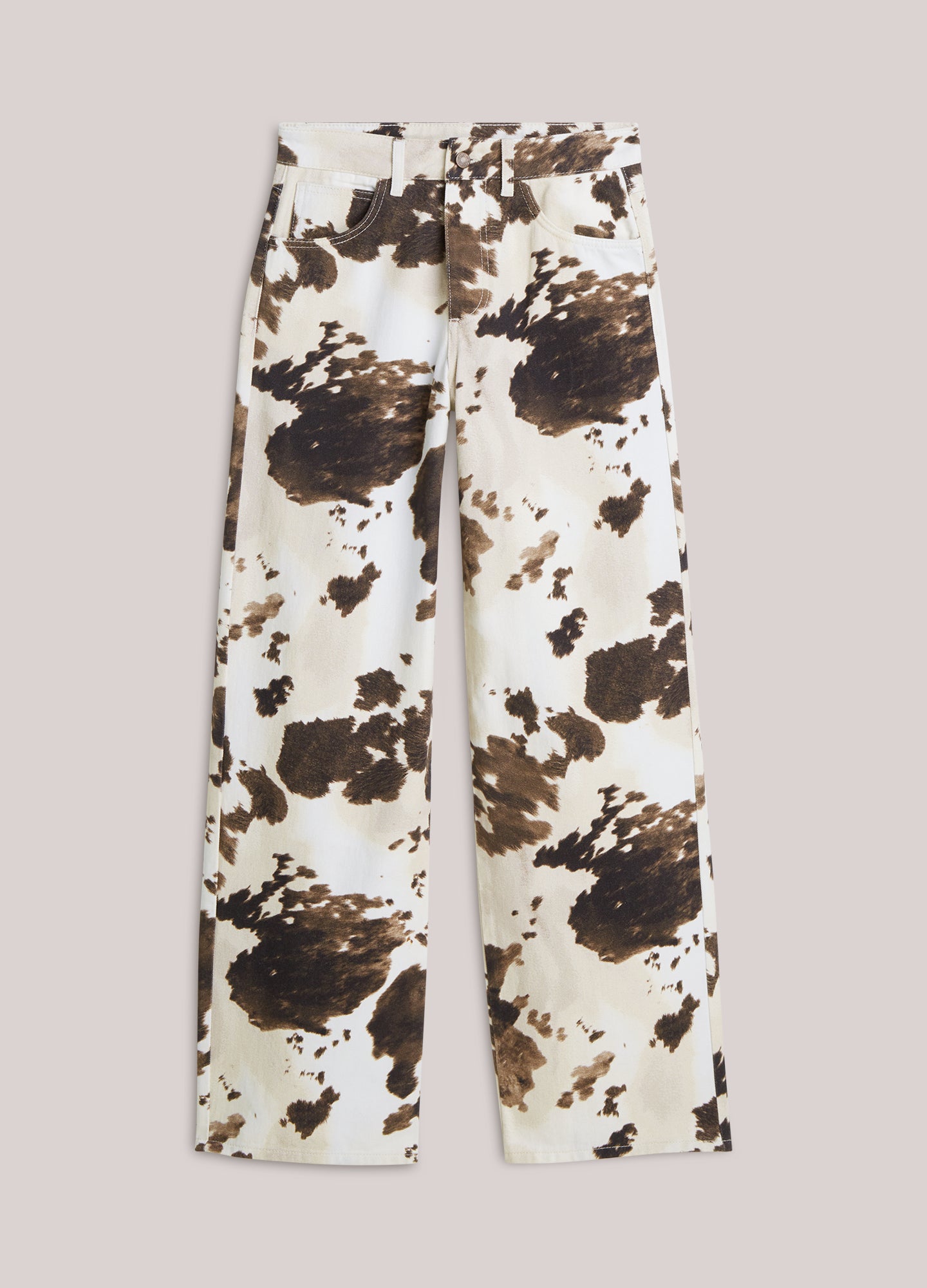 Baggy Hose mit geradem Bein Kuhprint