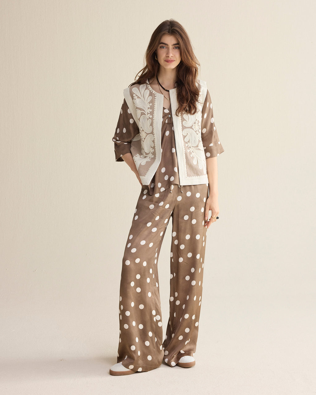 Ecovero broek met stippen
