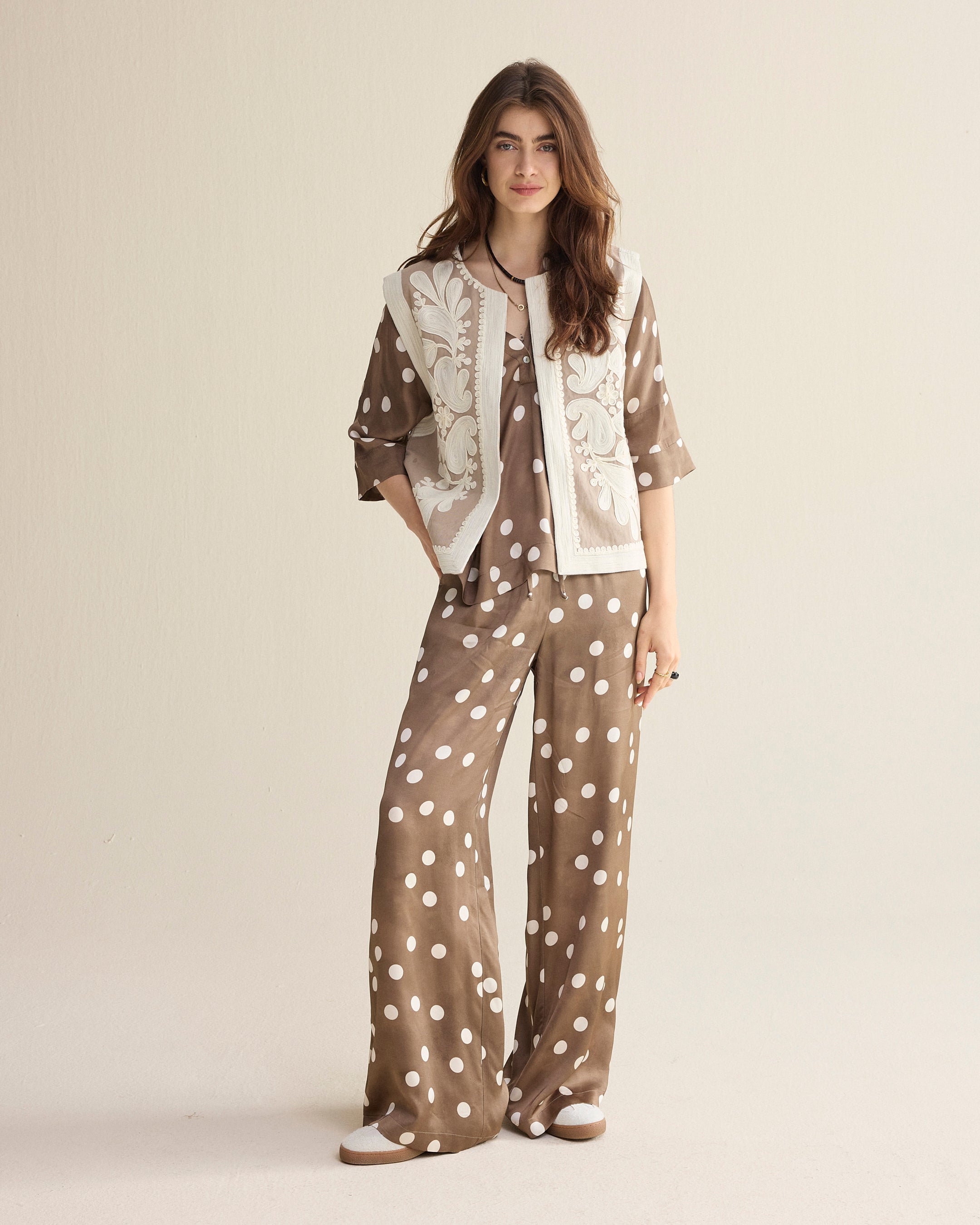 Ecovero broek met stippen