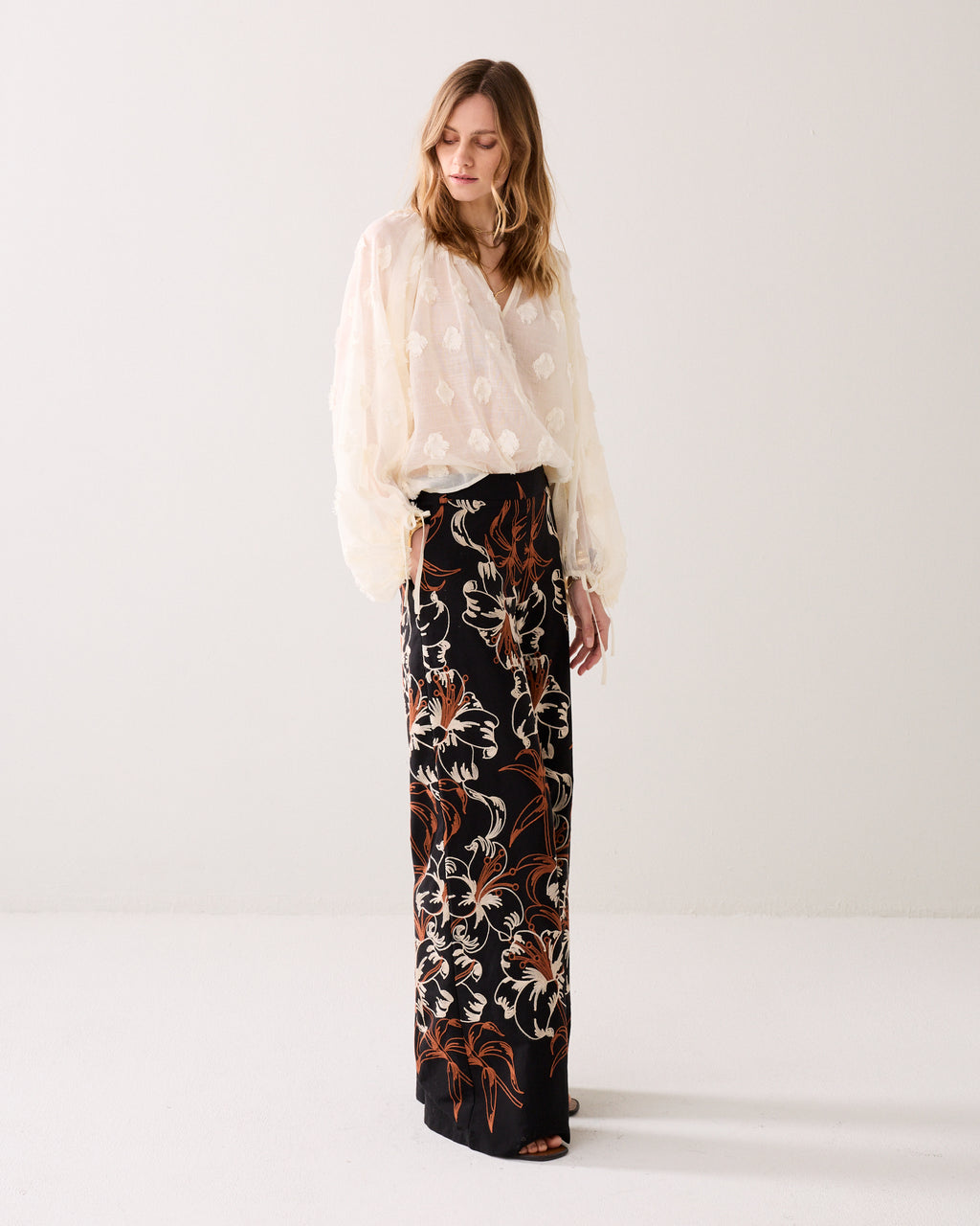 Pantalon long brodé