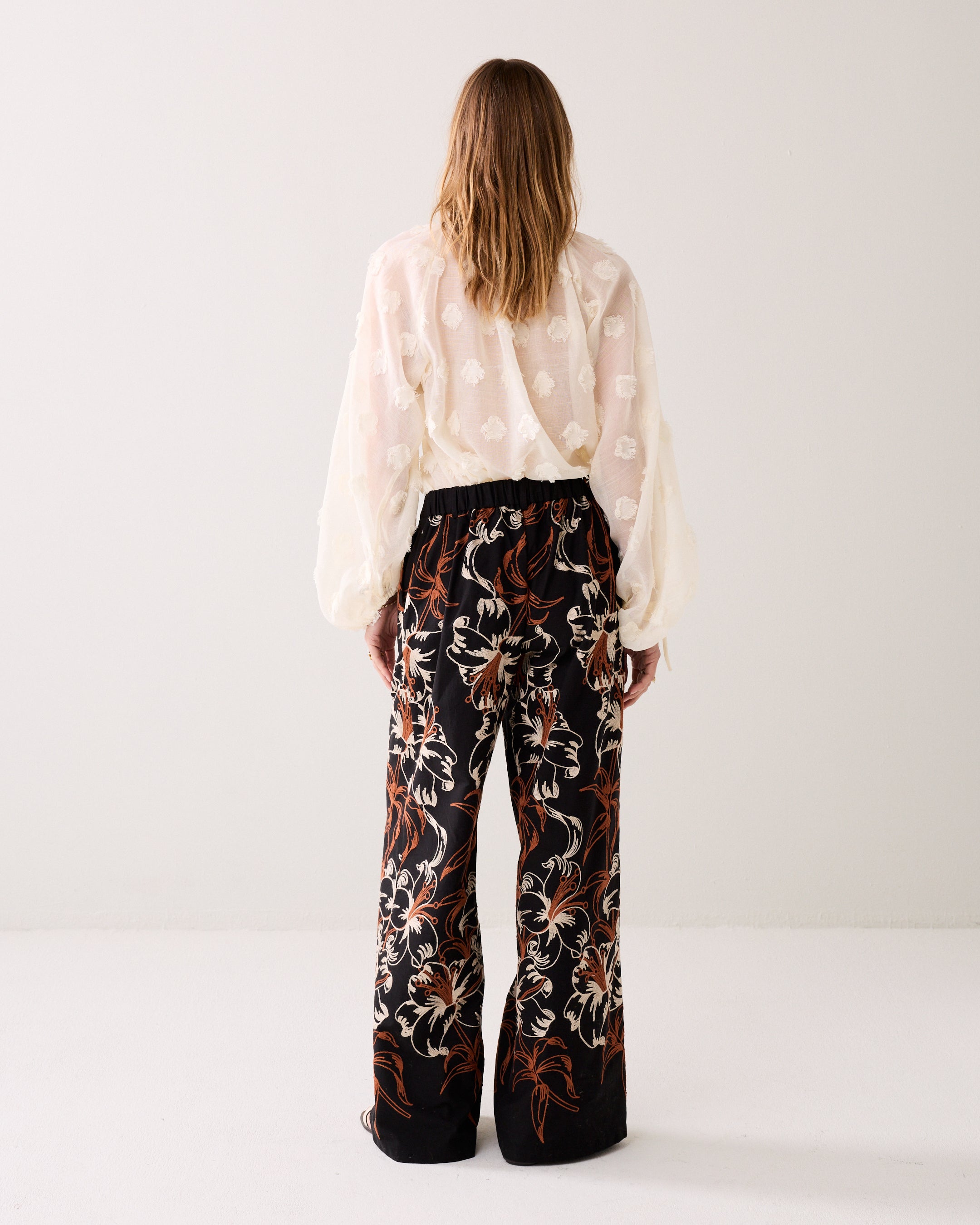 Pantalon long brodé