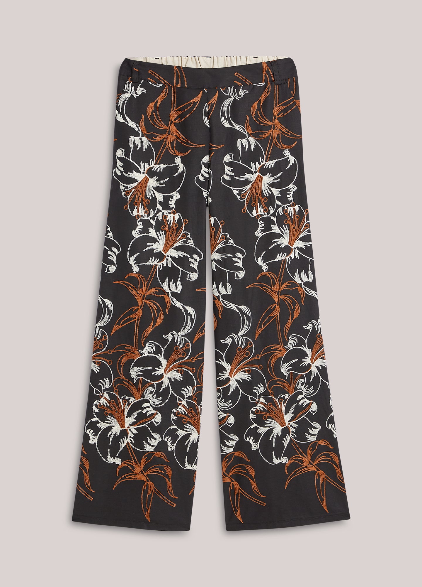 Geborduurde lange broek