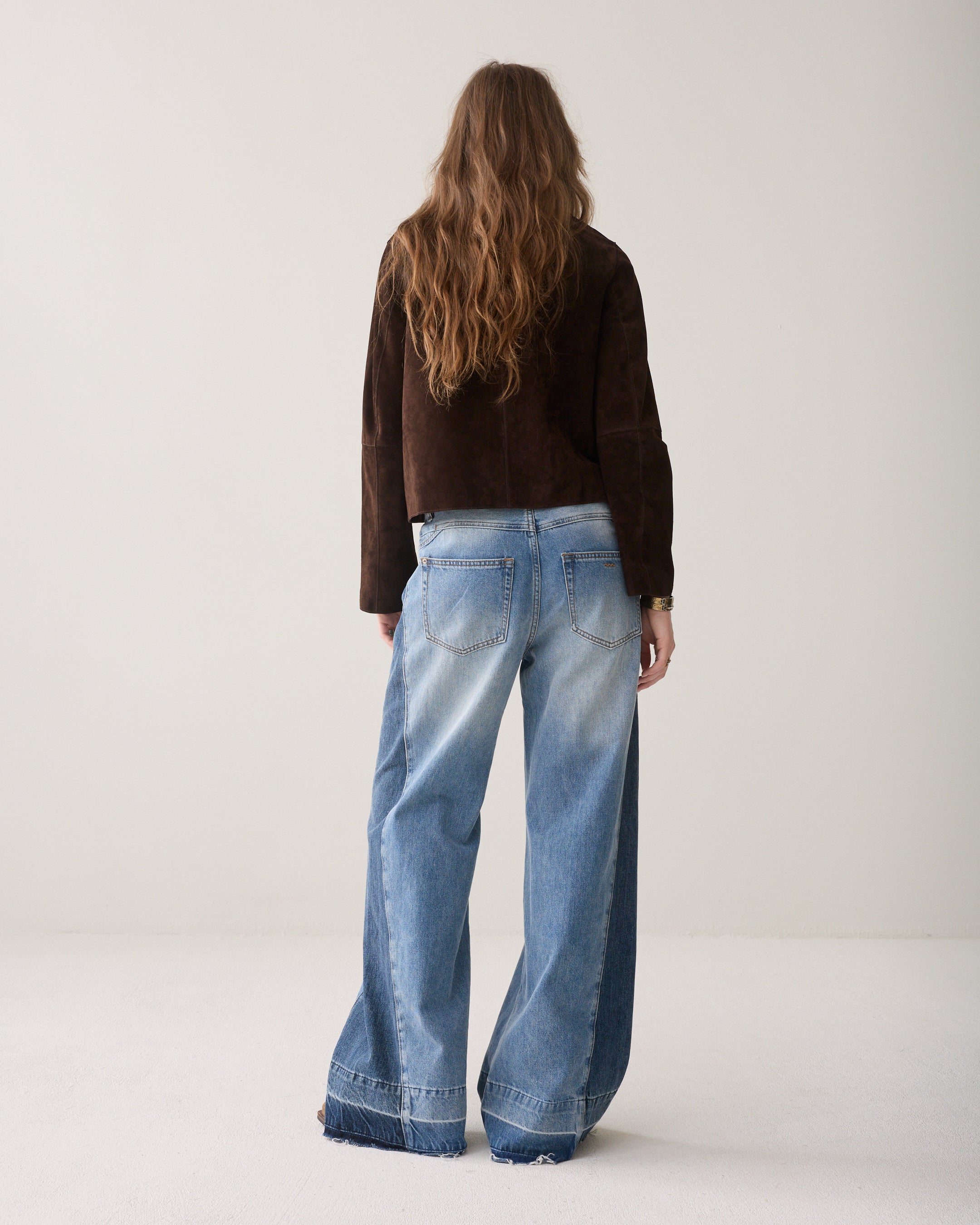 Wide leg jeans raw edge