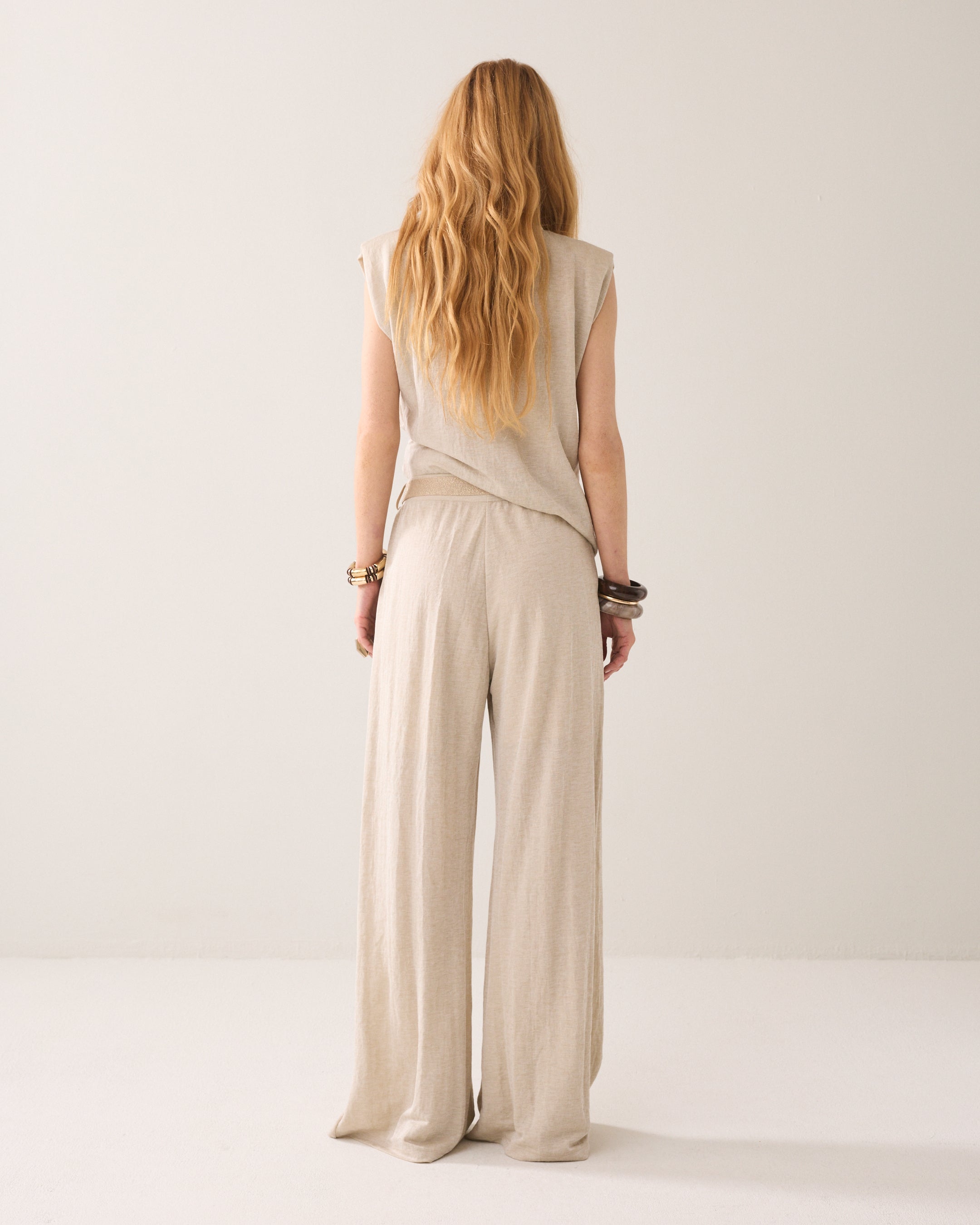 Pantalon en jersey aspect lin