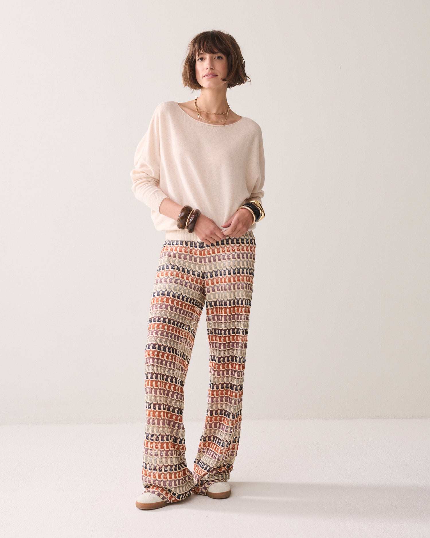 Wijde broek multicolor jacquard