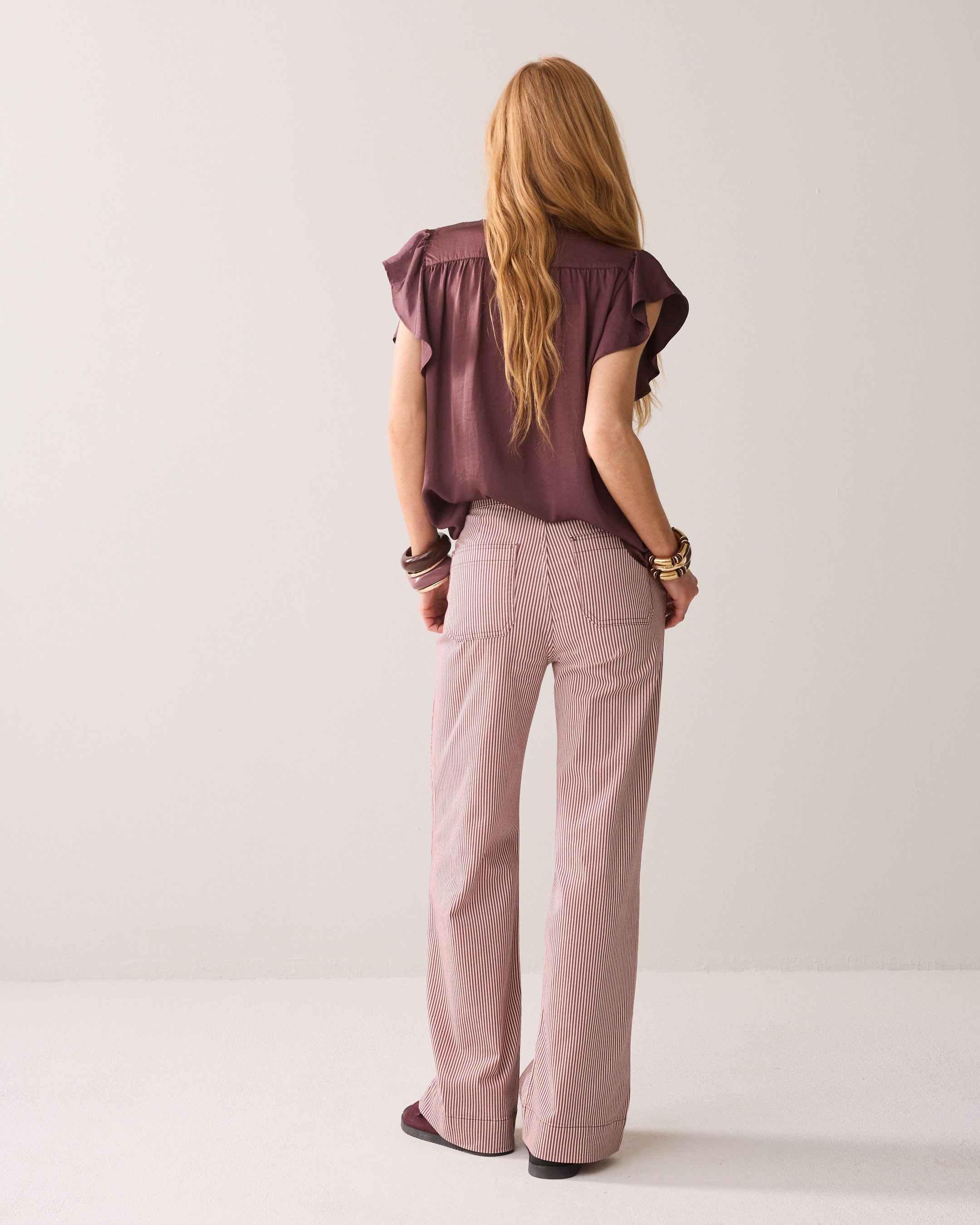Gestreepte flared broek