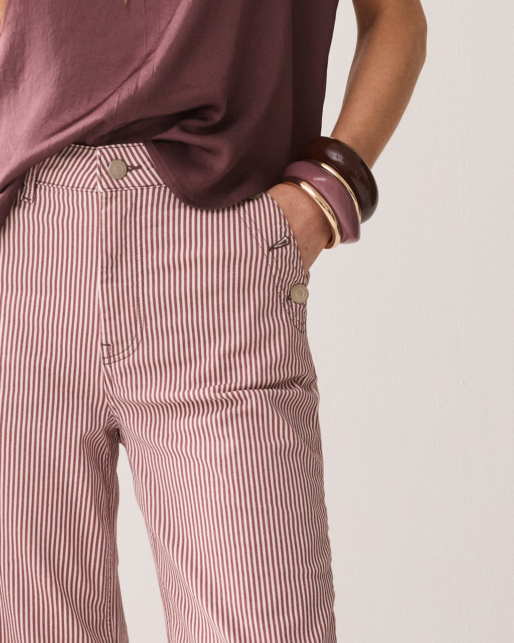 Gestreepte flared broek