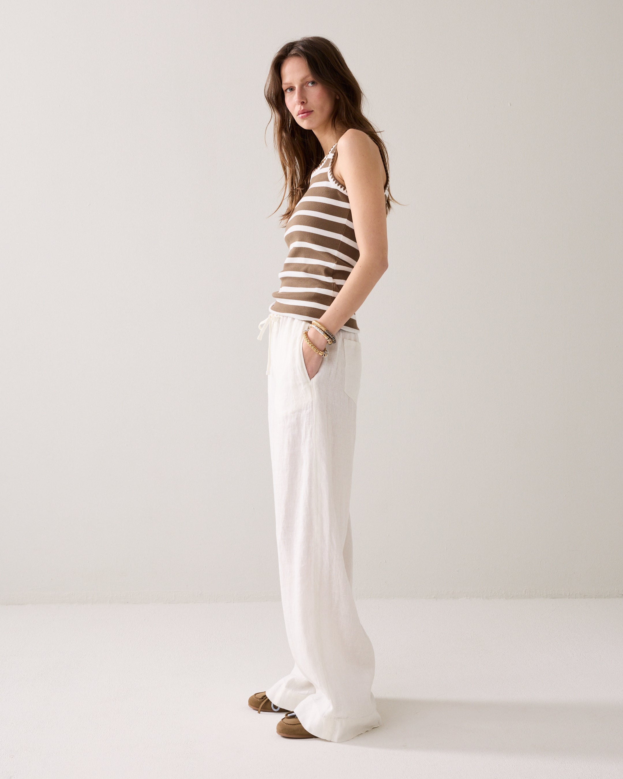 Pantalon droit 100% lin