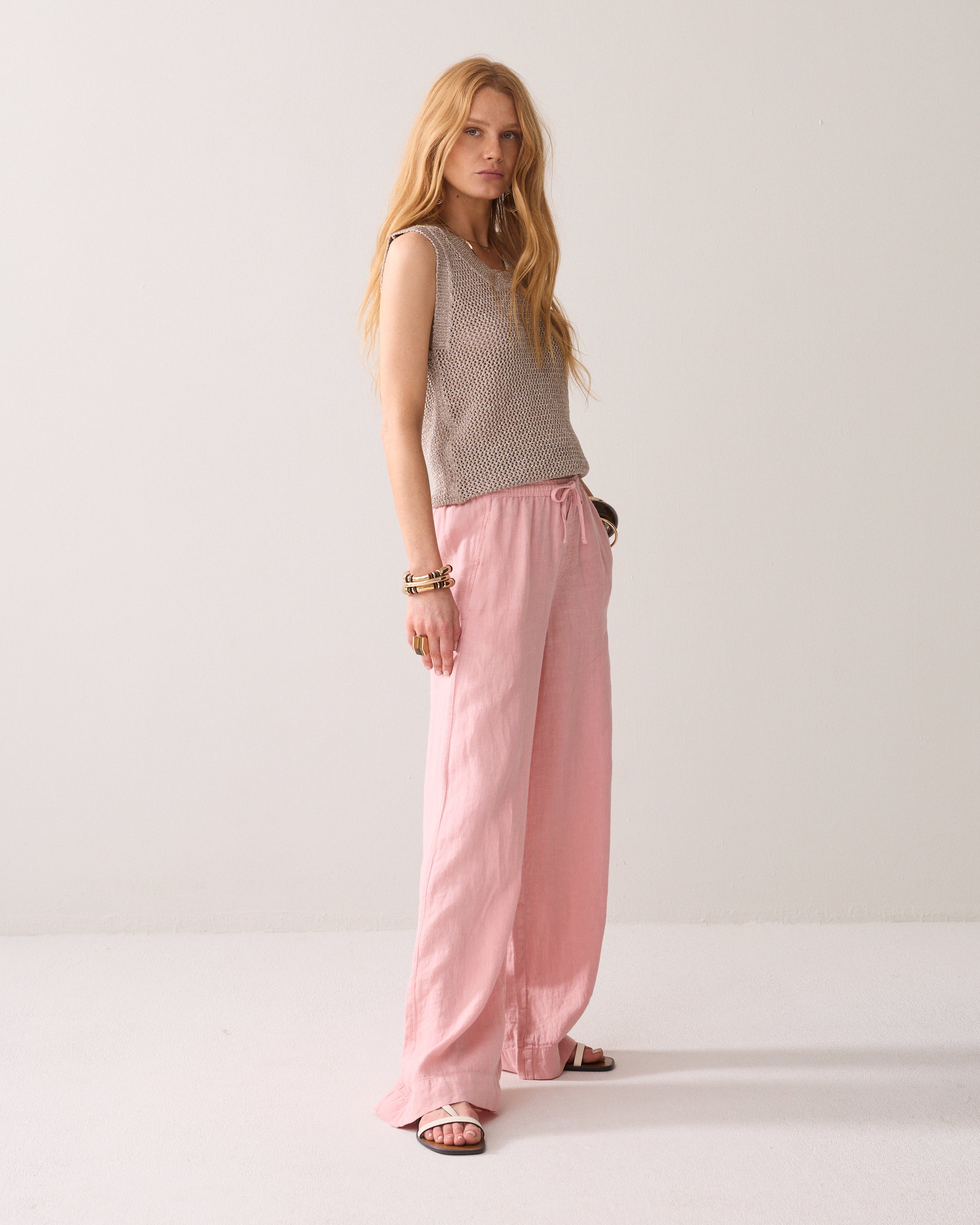 Pantalon droit 100% lin