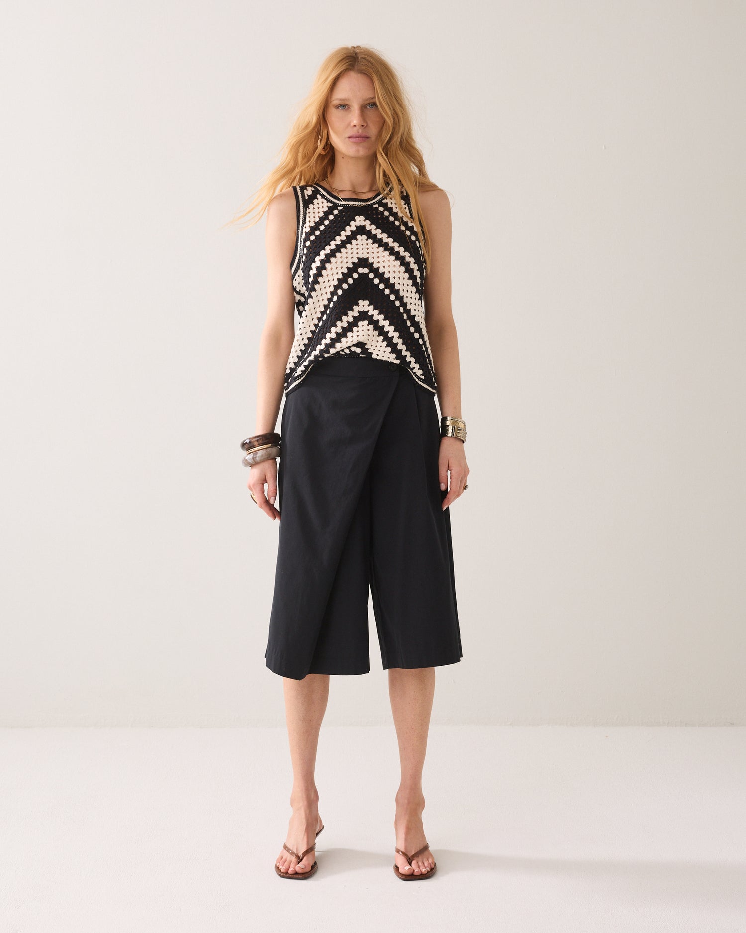 Bermuda trousers with crossover