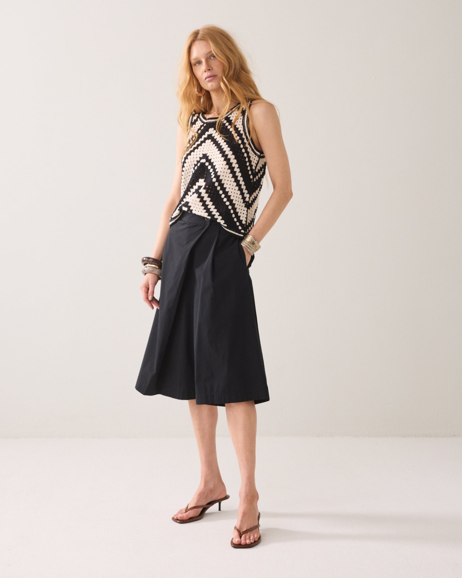 Bermuda trousers with crossover