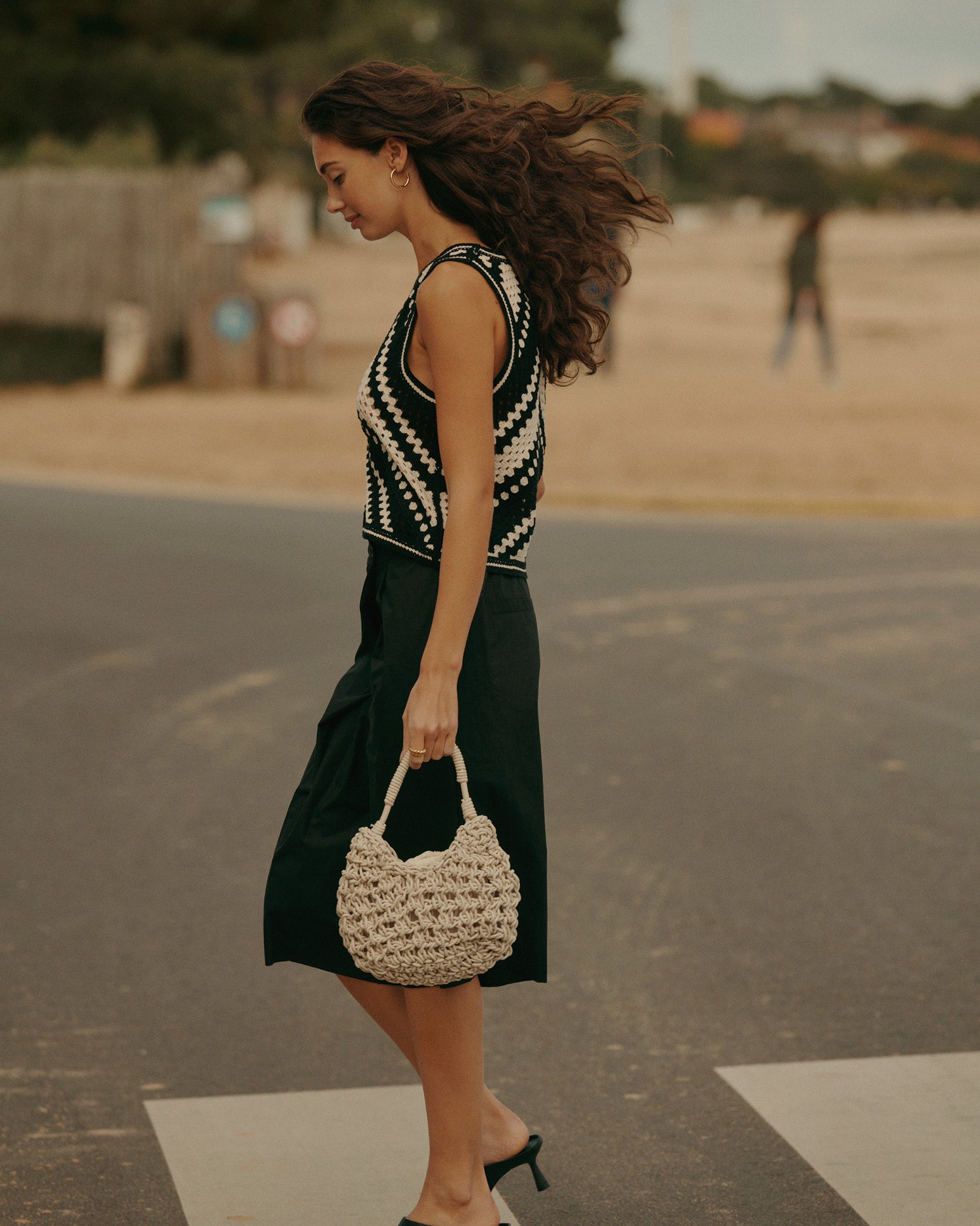 Bermuda trousers with crossover