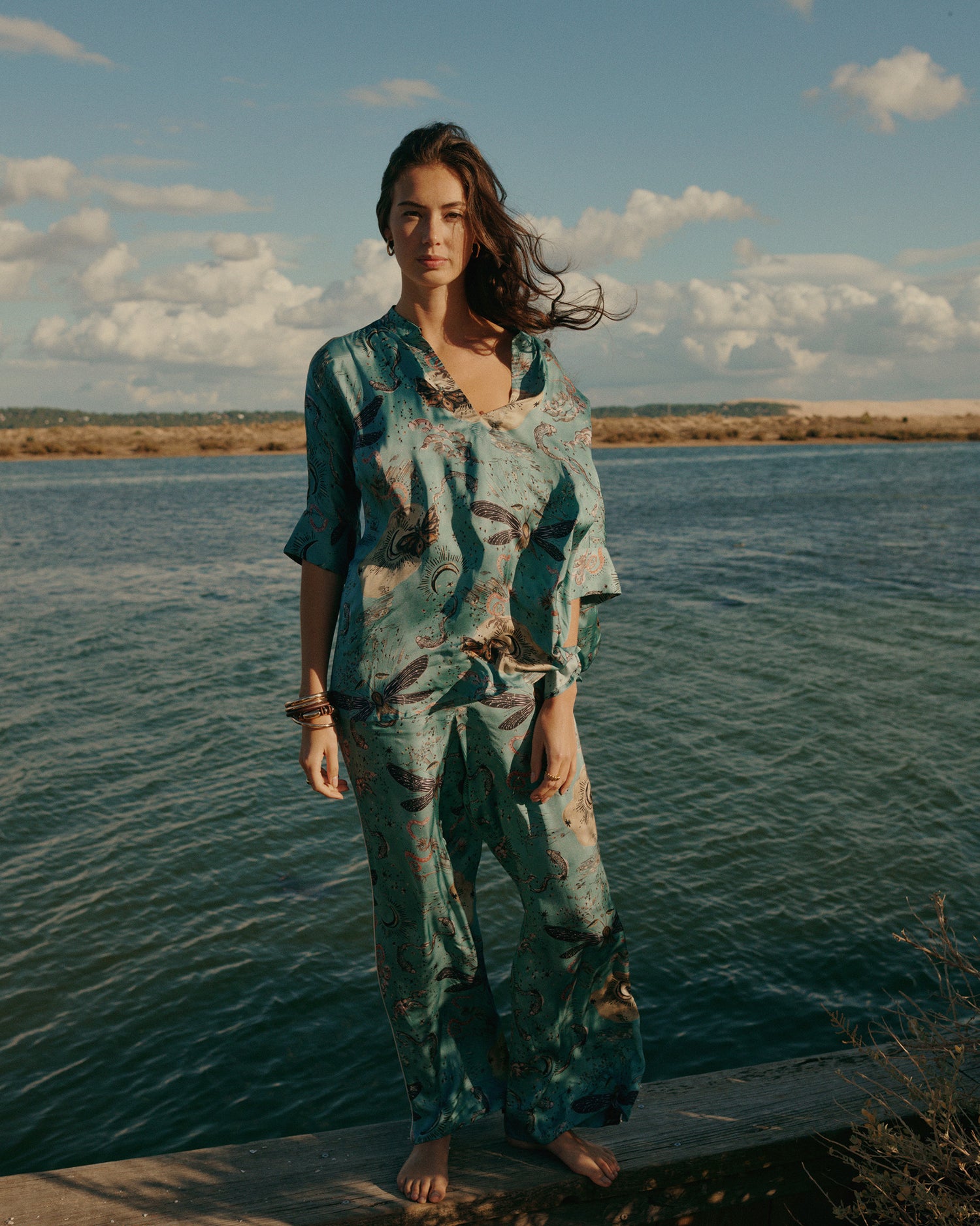 Satijnen soepelvallende broek