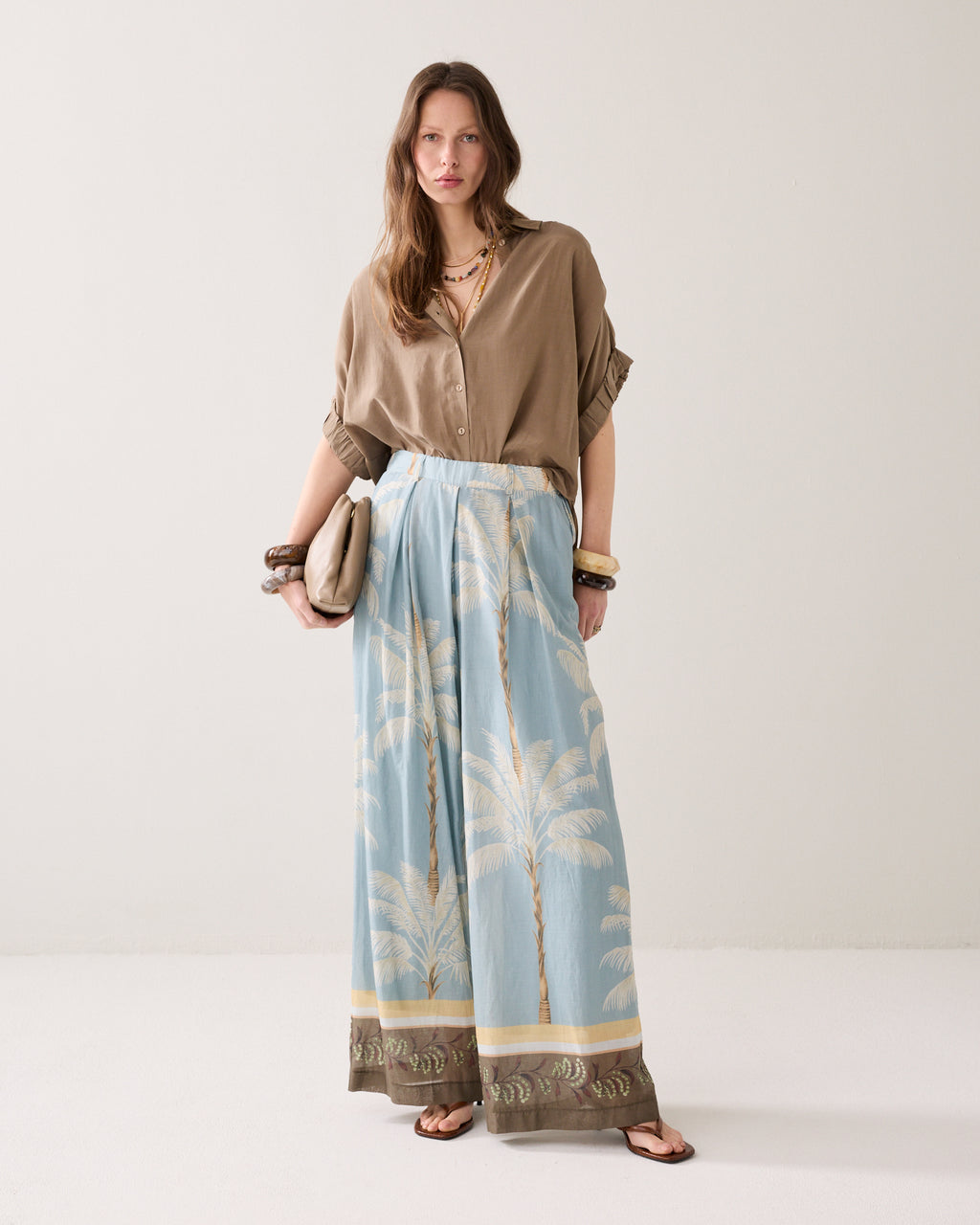 Pantalon doublé imprimé plage