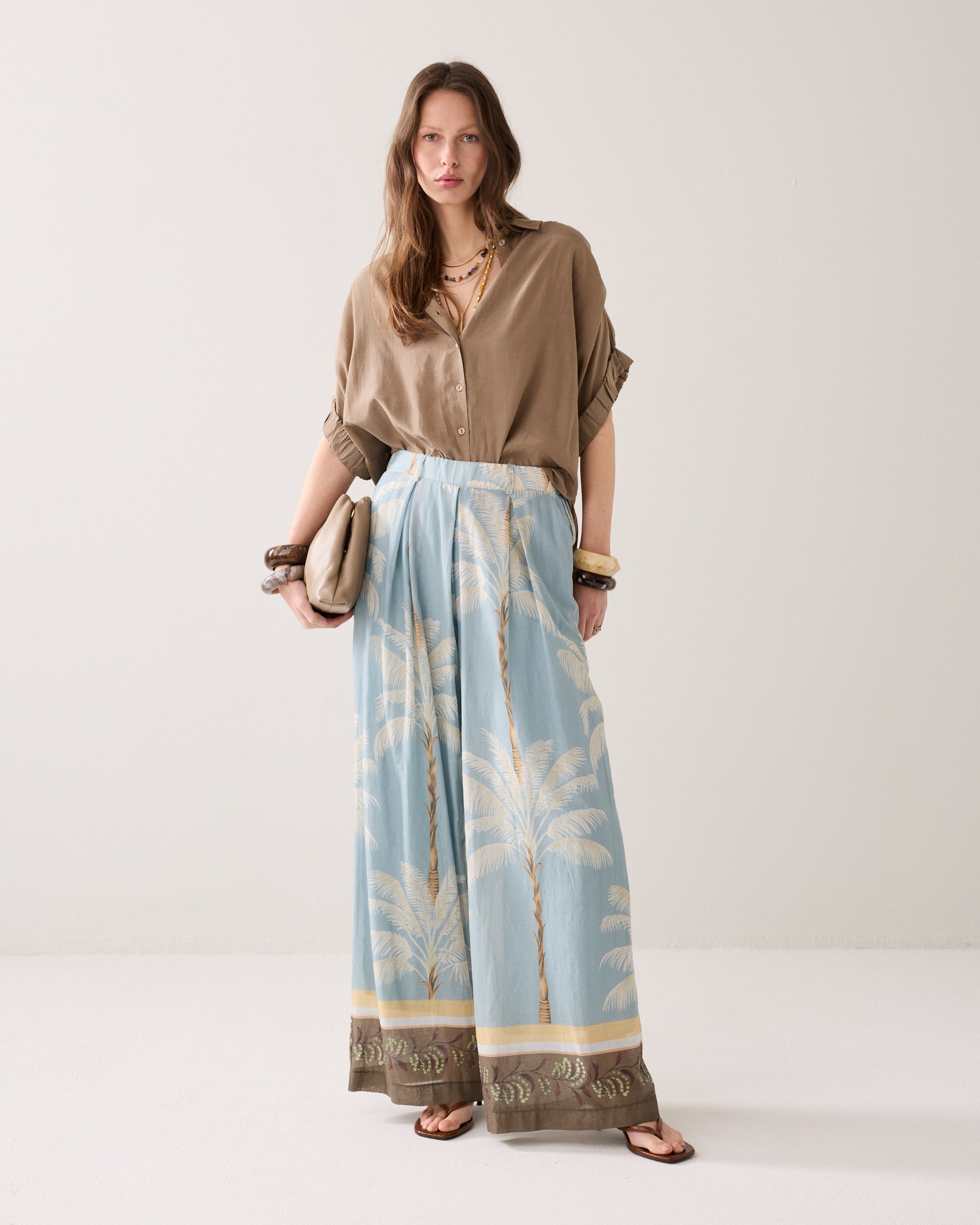 Pantalon doublé imprimé plage