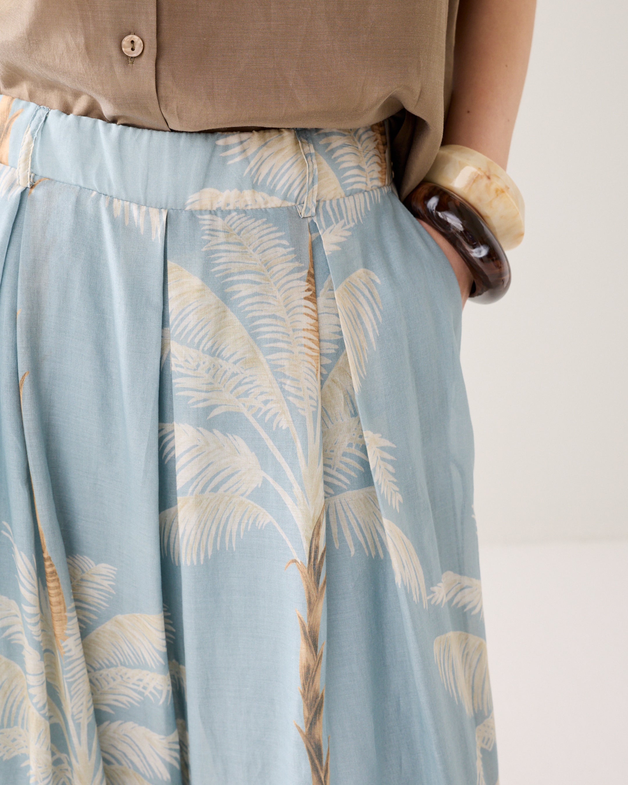 Pantalon doublé imprimé plage
