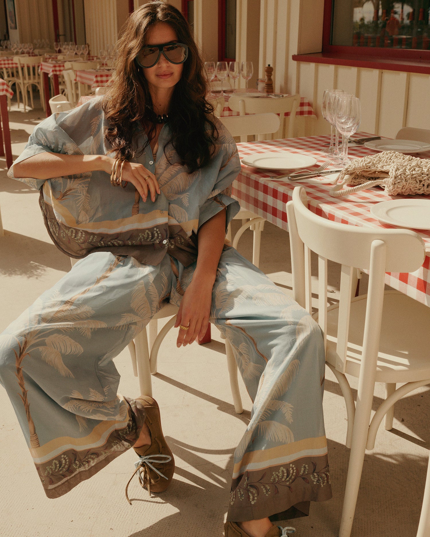 Gevoerde broek strandprint