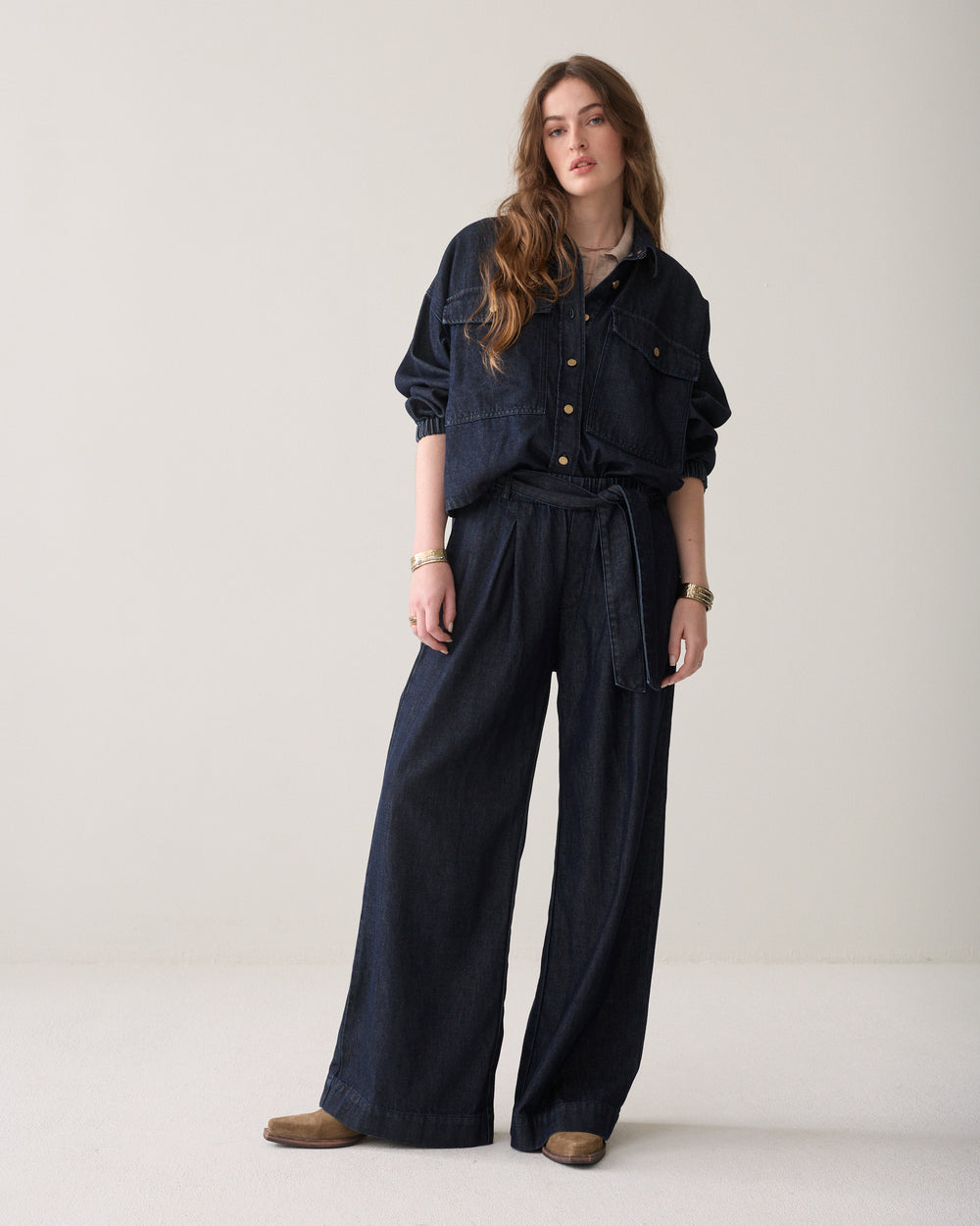 Wide leg jeans stolpplooi
