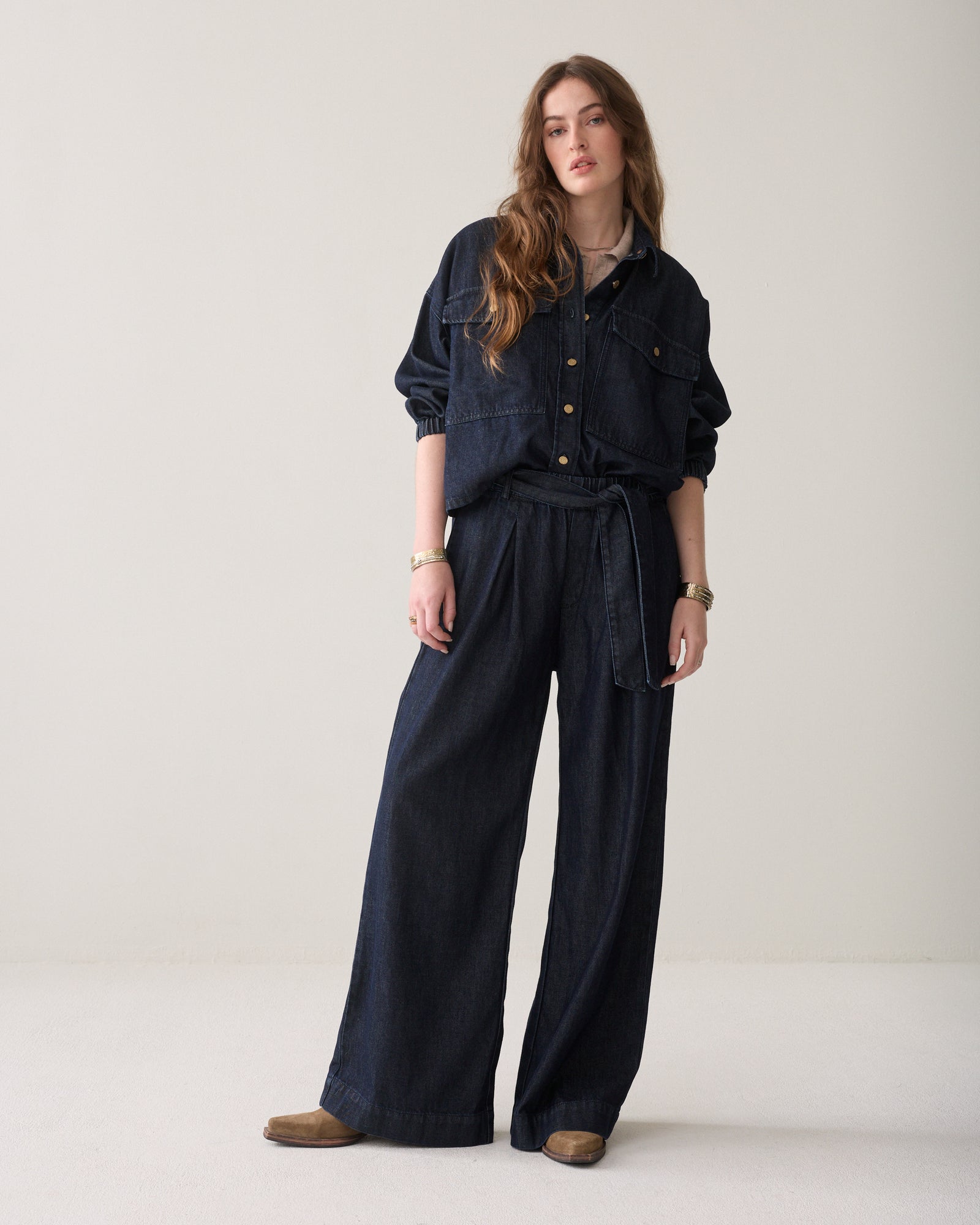 Wide leg jeans stolpplooi