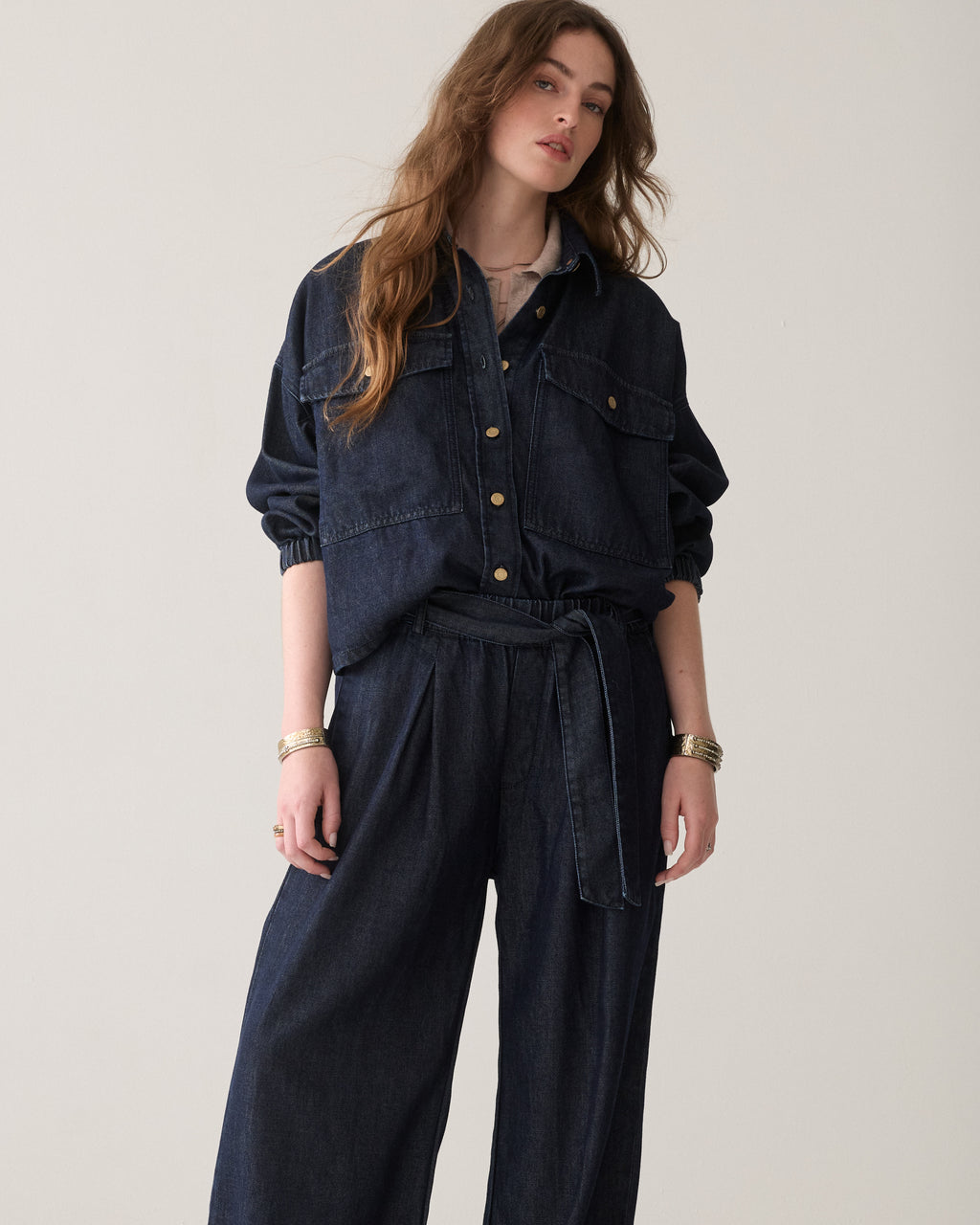 Wide leg jeans stolpplooi