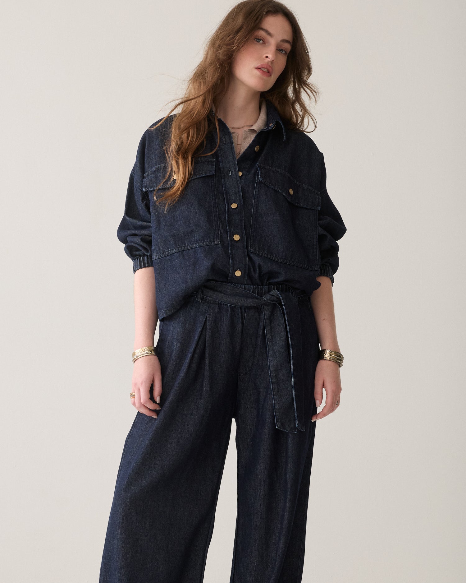 Wide leg jeans stolpplooi