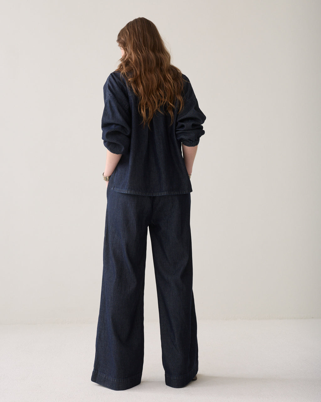 Wide leg jeans stolpplooi