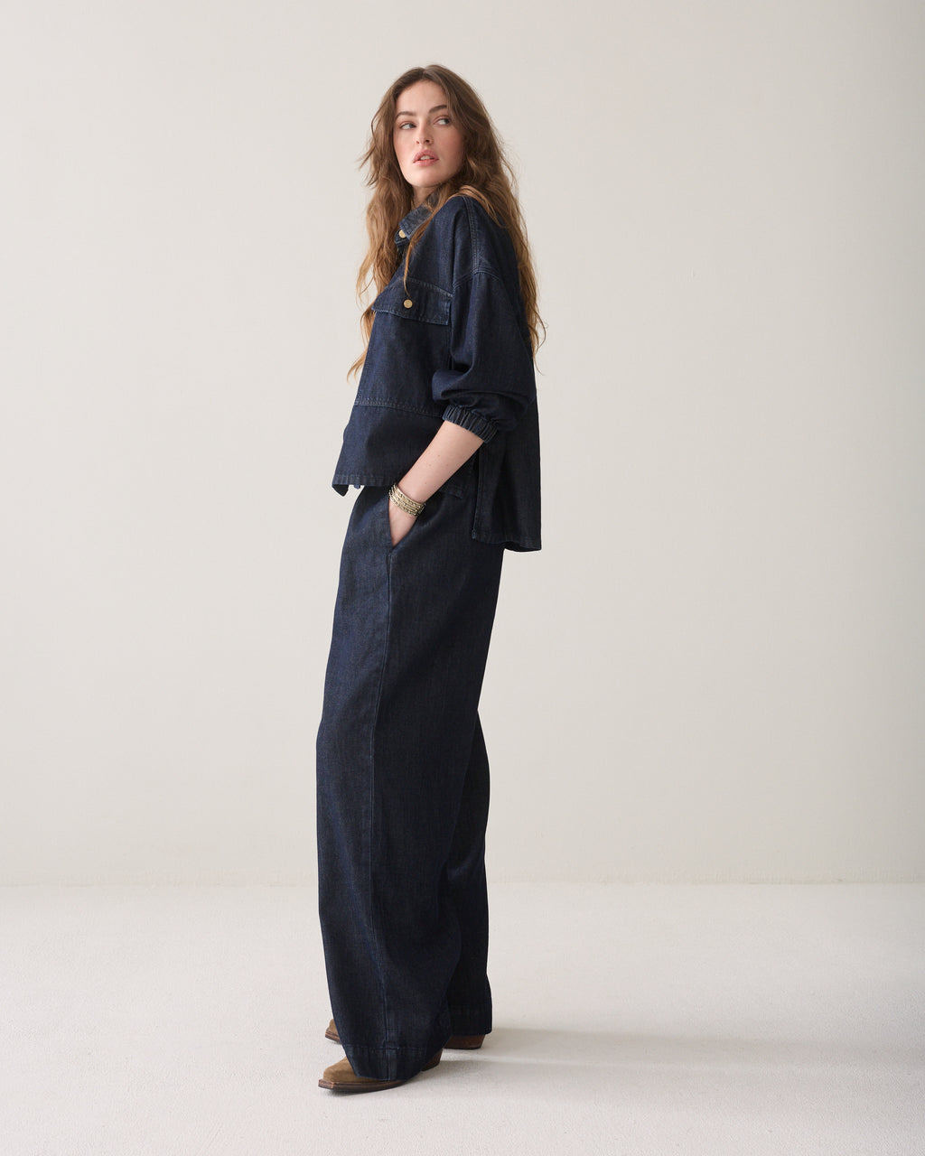 Wide leg jeans stolpplooi