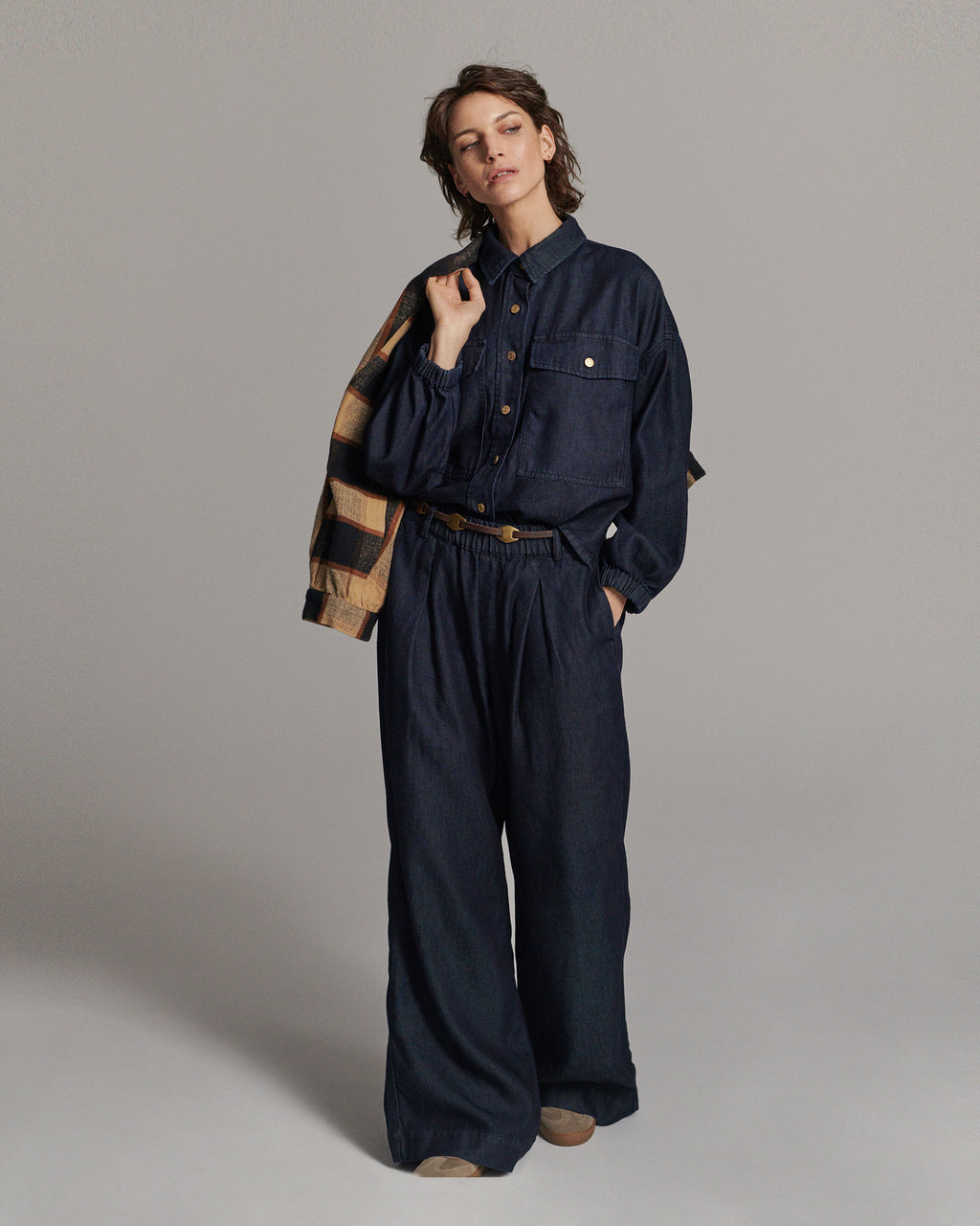 Wide leg jeans stolpplooi