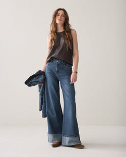 Wide leg jeans omgeslagen pijp