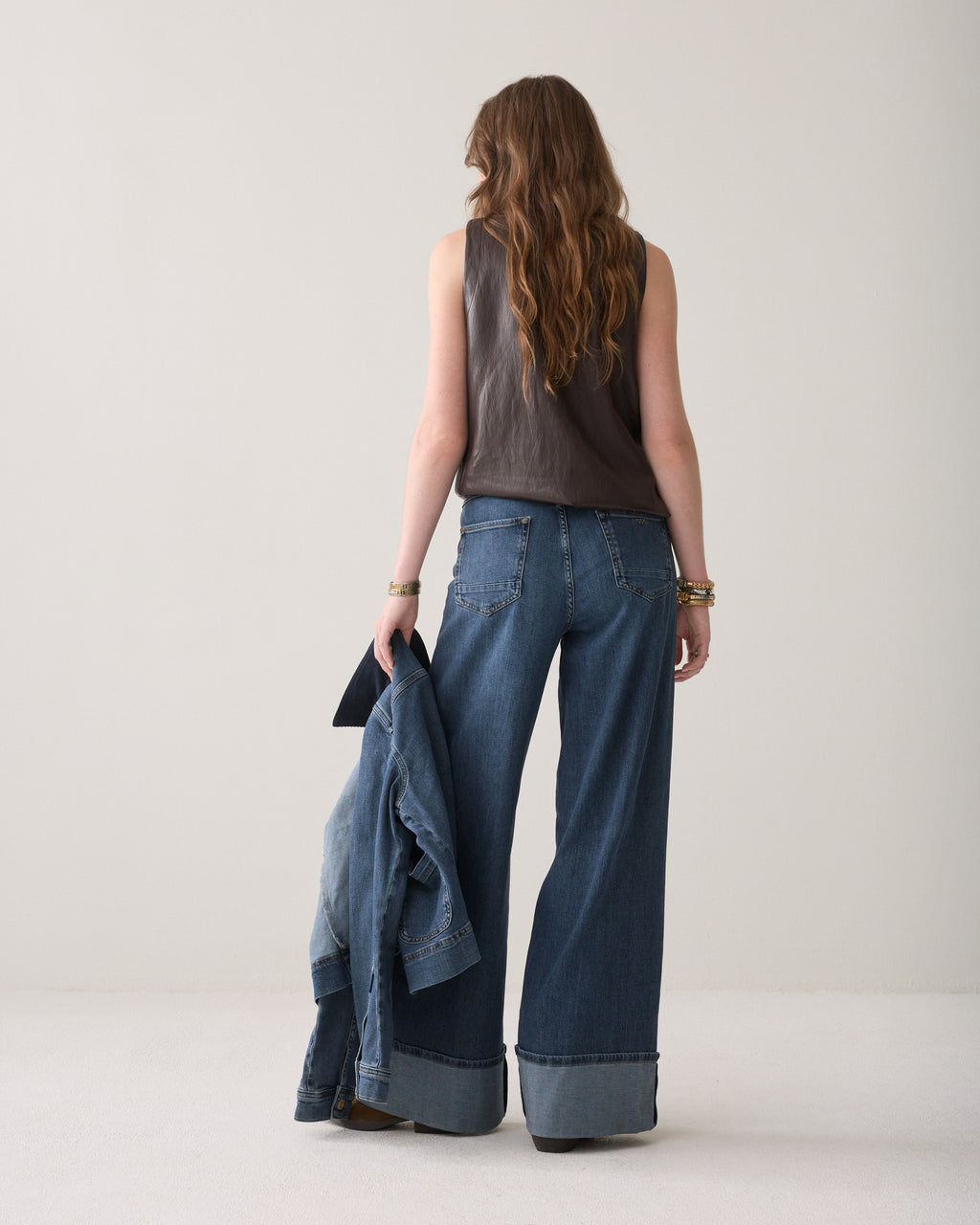 Wide leg jeans omgeslagen pijp