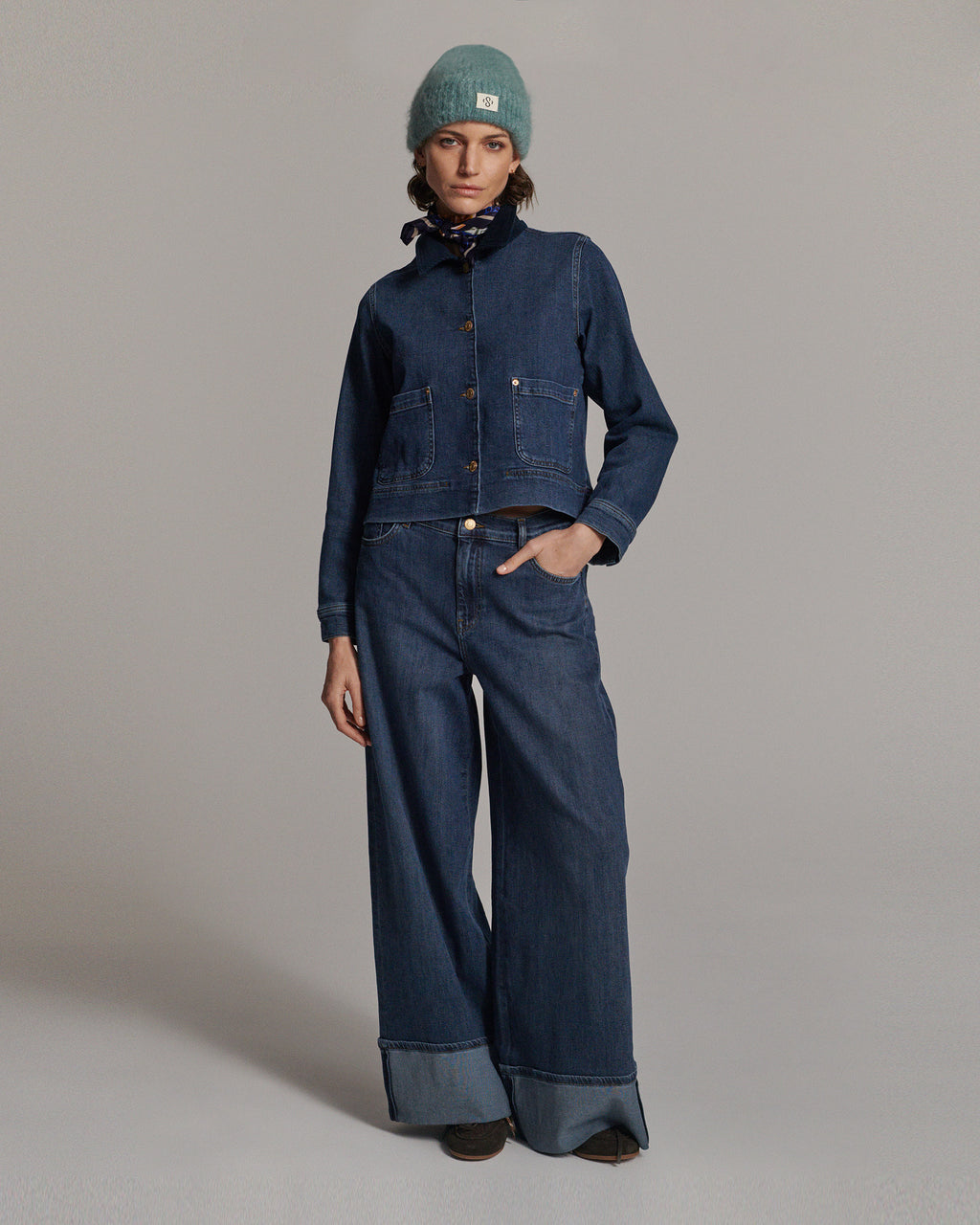 Wide leg jeans omgeslagen pijp
