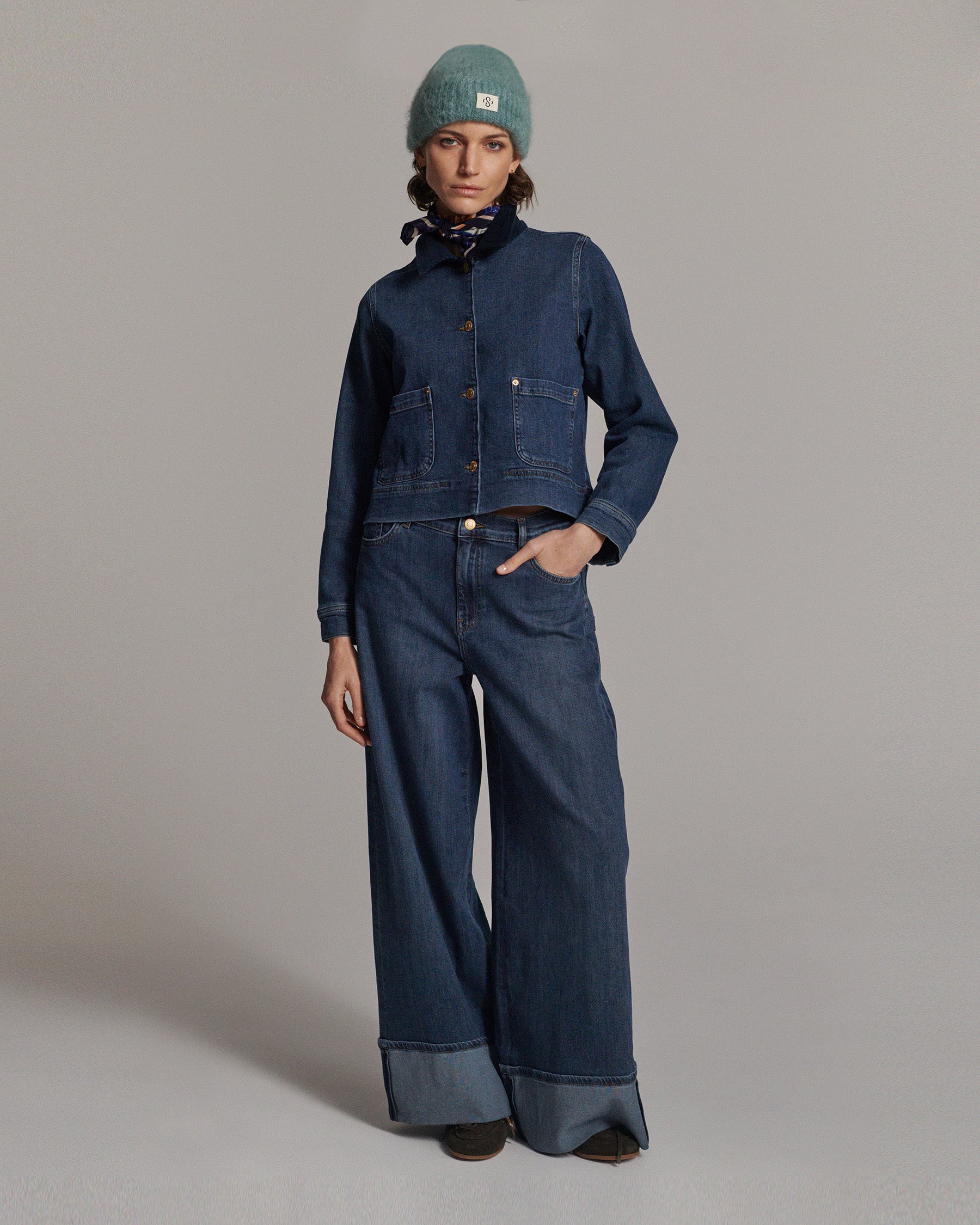 Wide leg jeans omgeslagen pijp