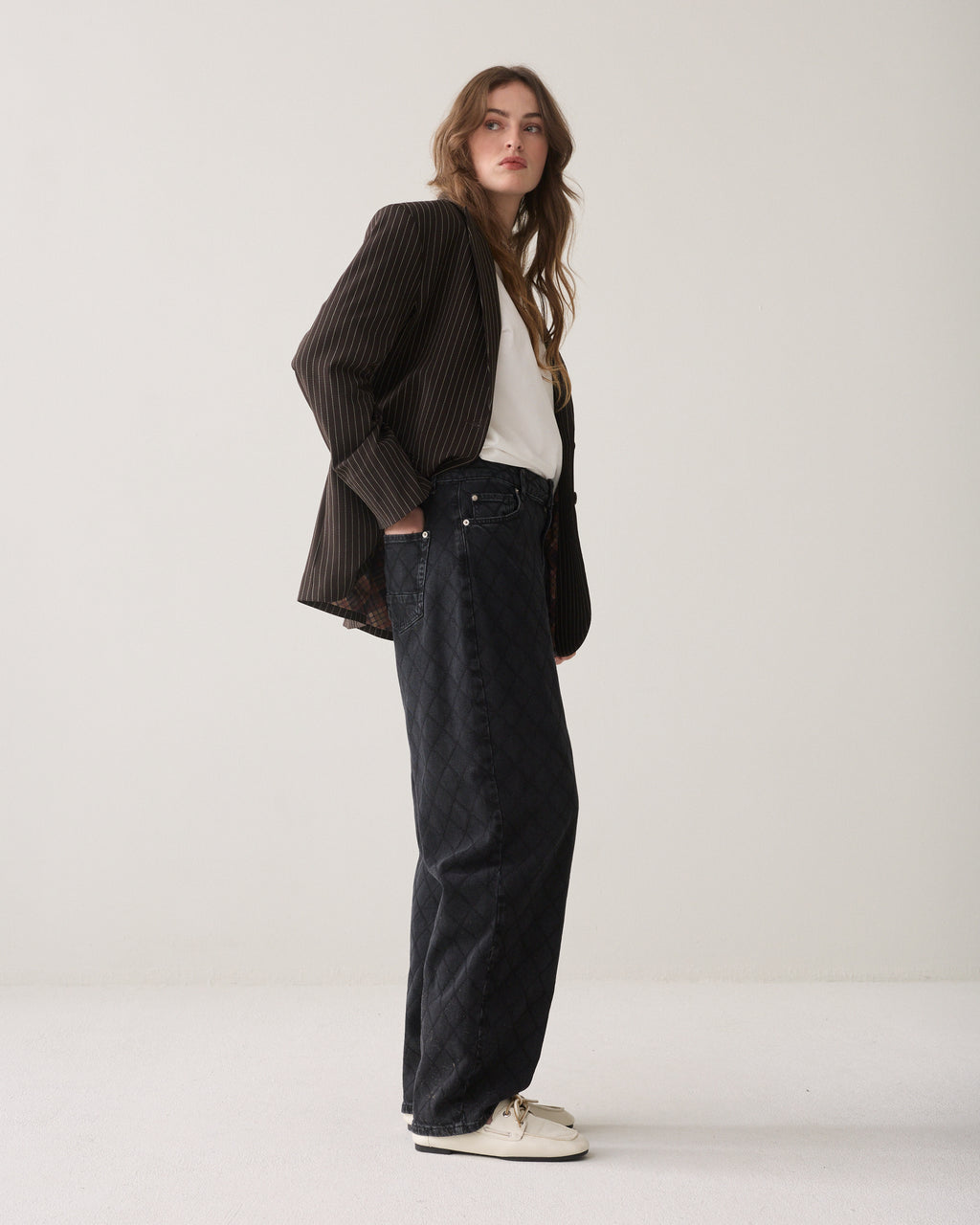 Tapered jeans ruitjessteek