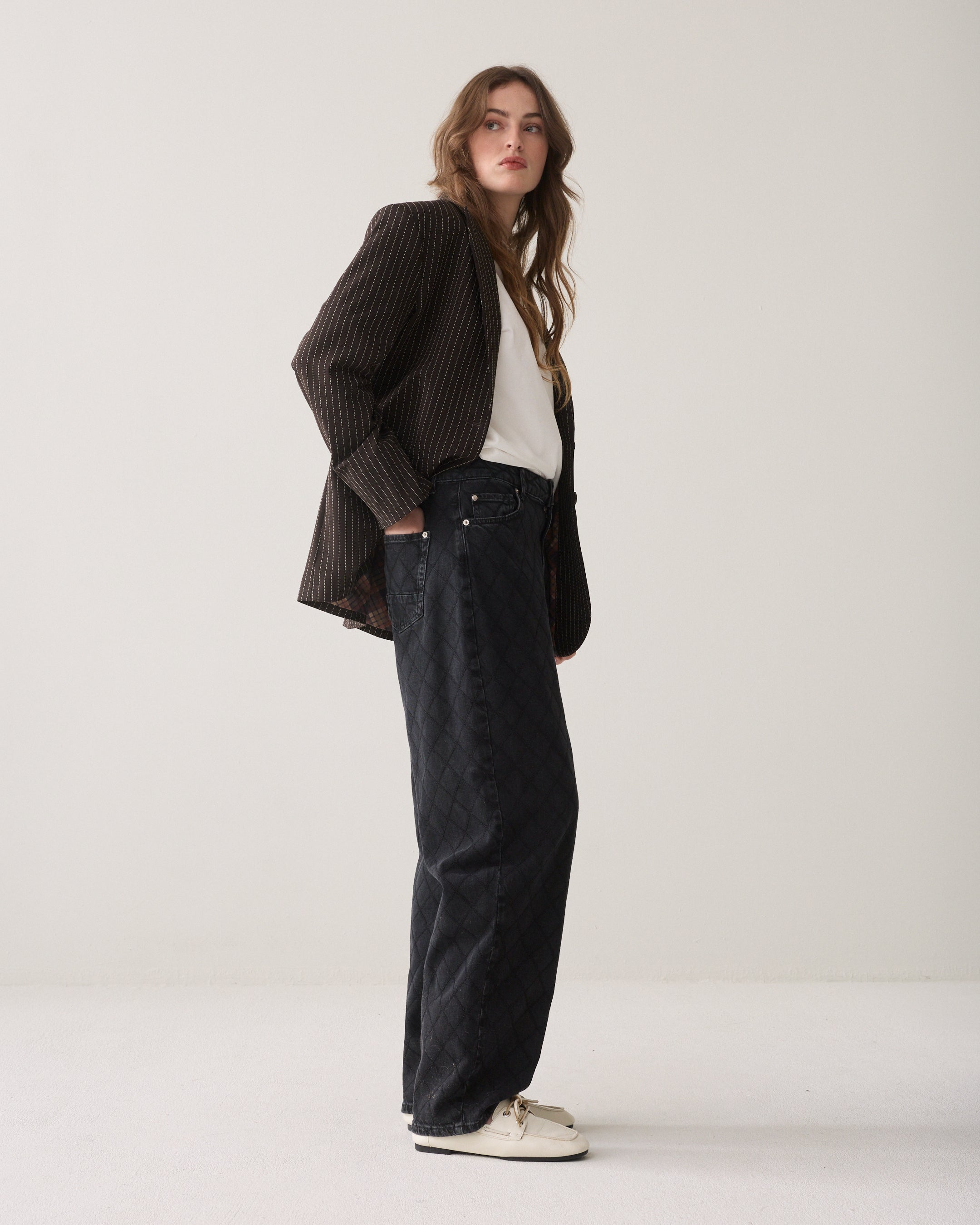 Tapered jeans ruitjessteek