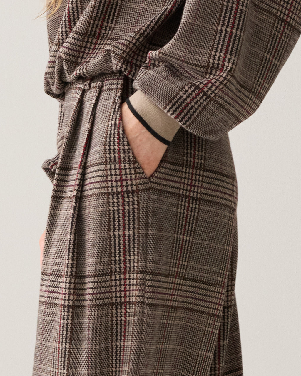 Wijde broek check jacquard